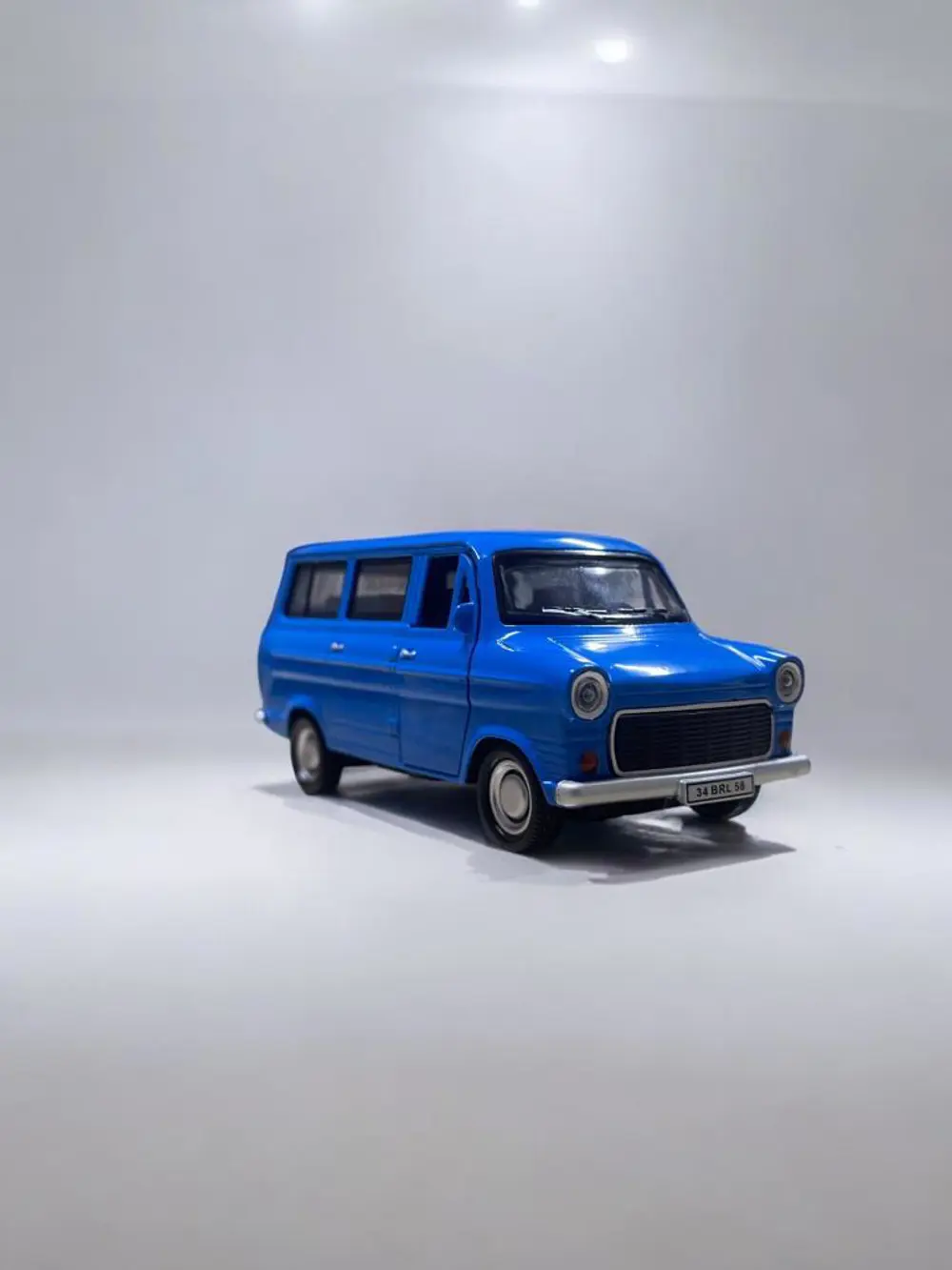 Nostaljik Metal Çek Bırak Ford Sesli ve Işıklı Minibüs Mavi ( 1/3