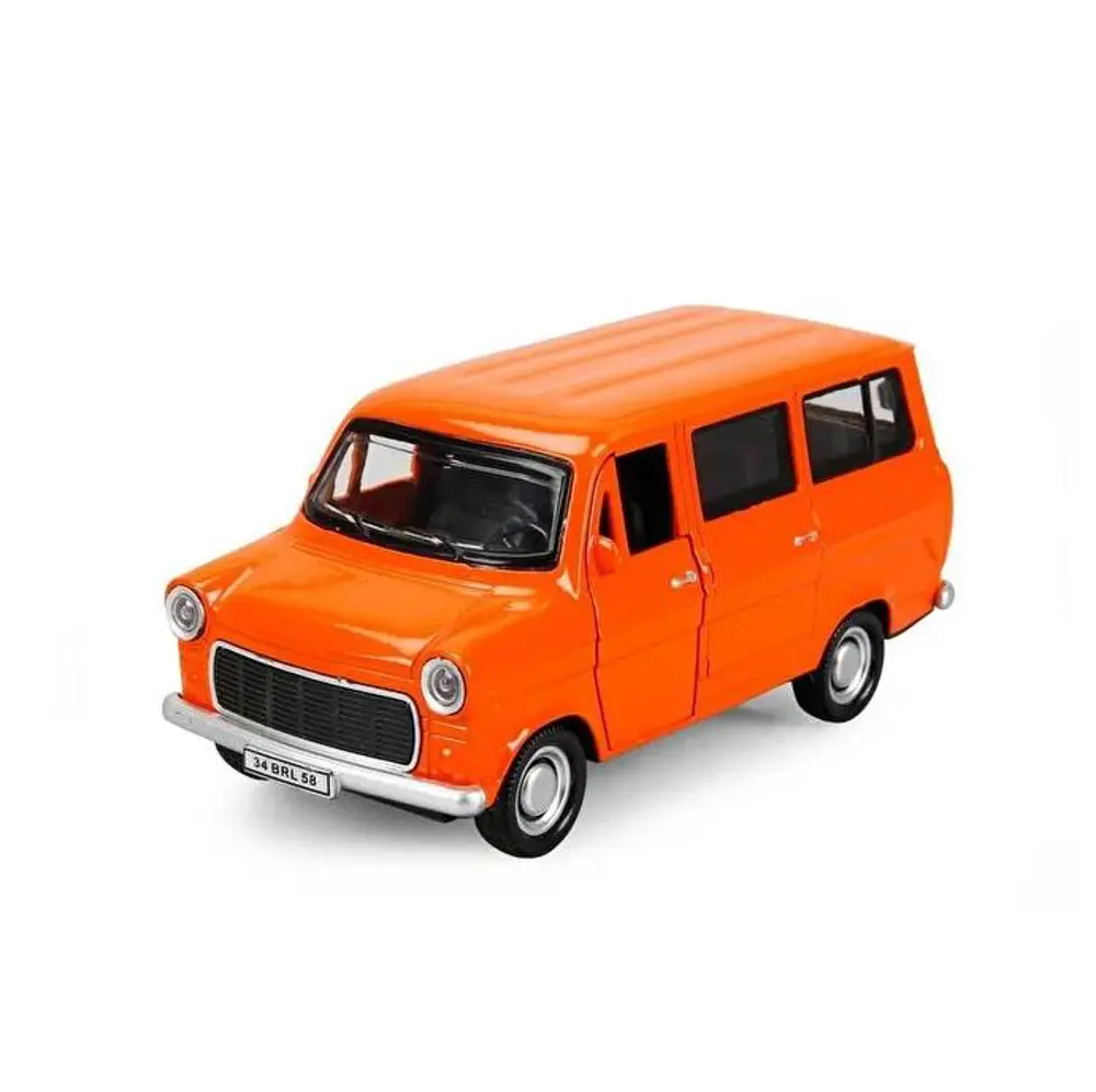 Nostaljik Metal Çek Bırak Ford Sesli ve Işıklı Minibüs Turuncu ( 