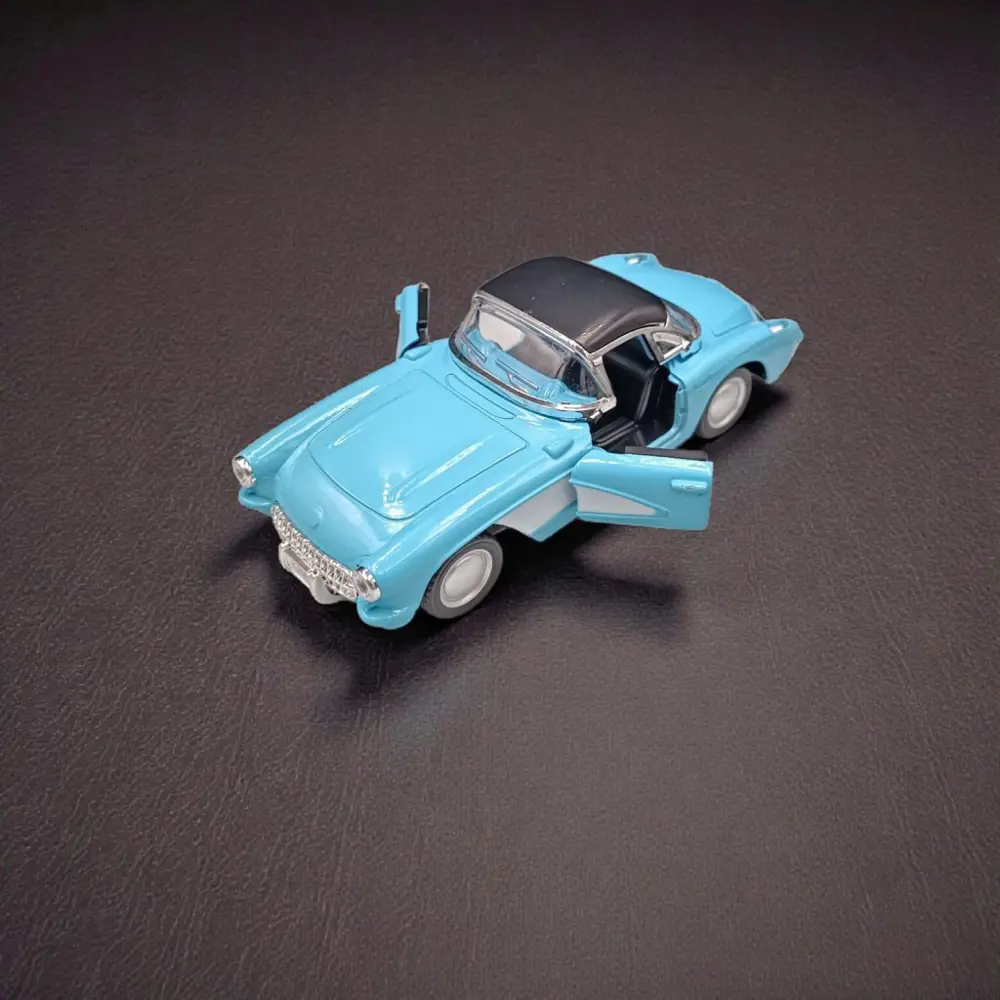 Nostaljik Metal Çek Bırak Mavi 1957 Chevrolet Corvette Araba Kapı