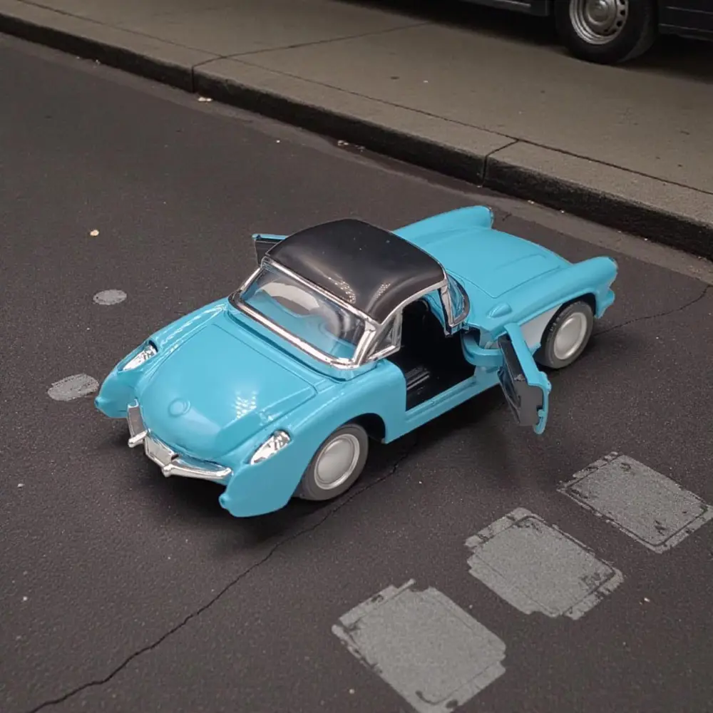 Nostaljik Metal Çek Bırak Mavi 1957 Chevrolet Corvette Araba Kapı
