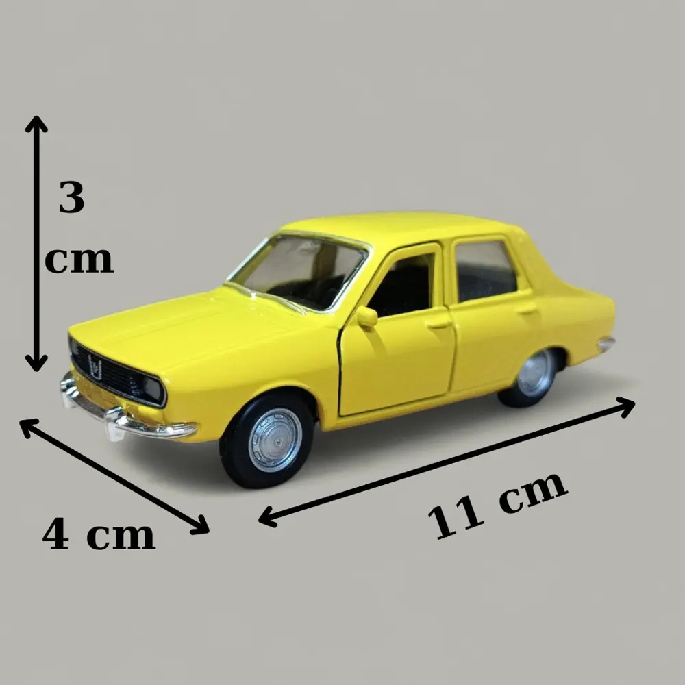 Nostaljik Metal Çek Bırak Sarı Araba Renault 12 Kapılar Açılır