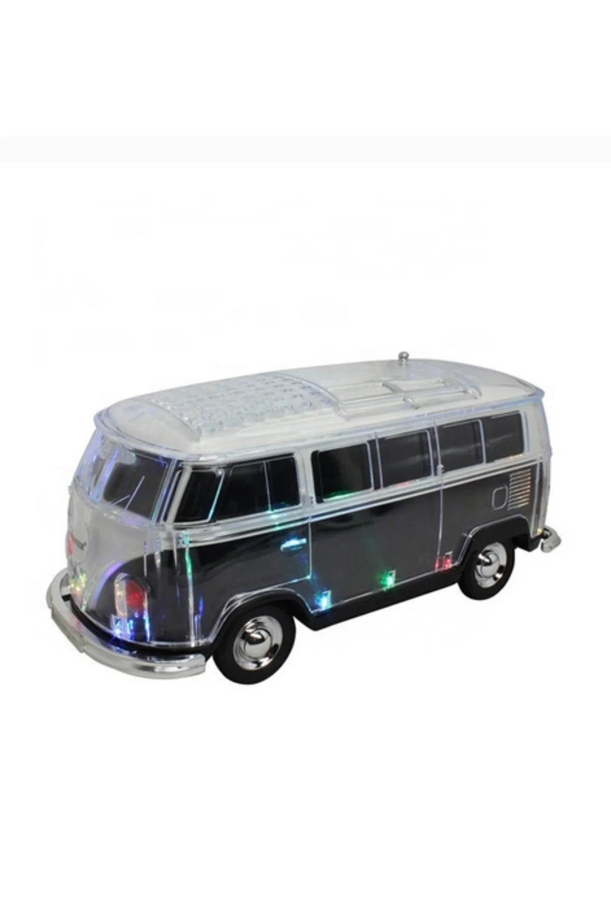Nostaljik minibüs tasarımlı siyah bluetooth hoparlör FM radyo SD kart USB destekli