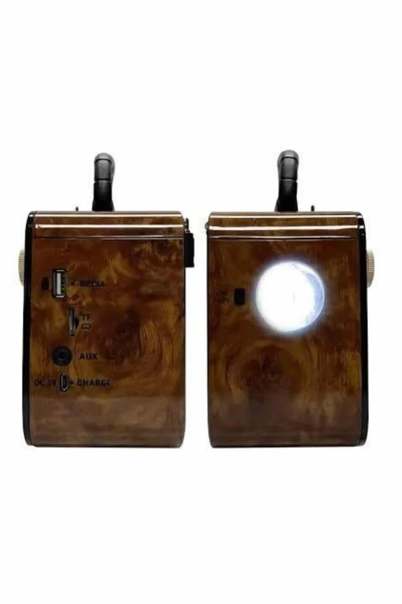 Nostaljik Radyo Bluetooth Bağlantılı Müzik Kutusu Ahşap - LED Işıklı Vintage Hoparlör