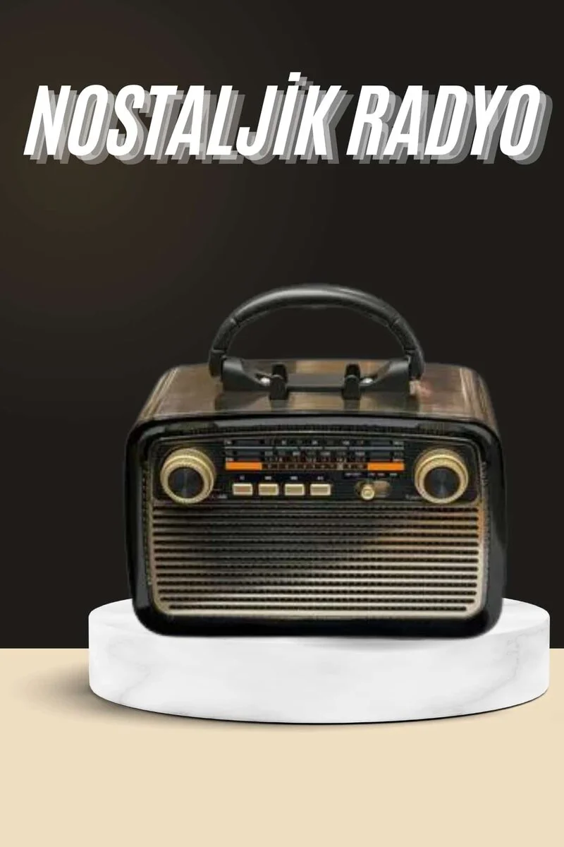 Nostaljik Radyo Bluetooth Bağlantılı Müzik Kutusu Ahşap - LED Işıklı Vintage Hoparlör