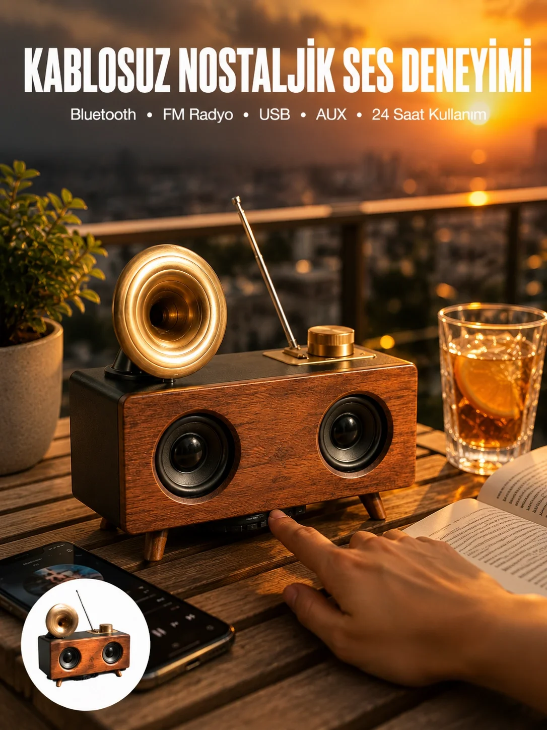 Nostaljik Radyo Bluetooth Bağlantılı Şarjlı Yüksek Ses Kaliteli Y