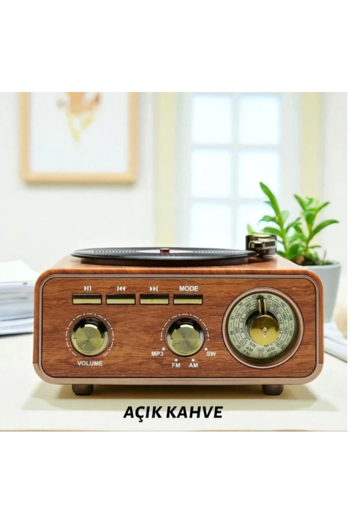 Nostaljik radyo Bluetooth FM USB MP3 çalar kahverengi 2 yıl garantili - Elektronik