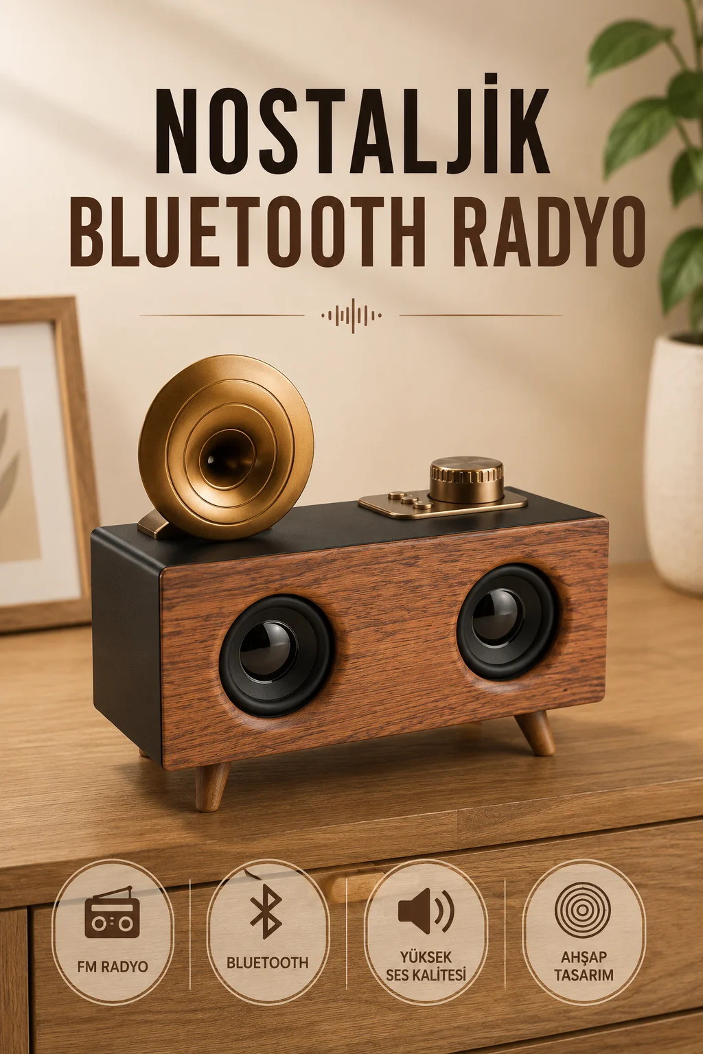 Nostaljik Radyo Bluetooth Bağlantılı Şarjlı Yüksek Ses Kaliteli