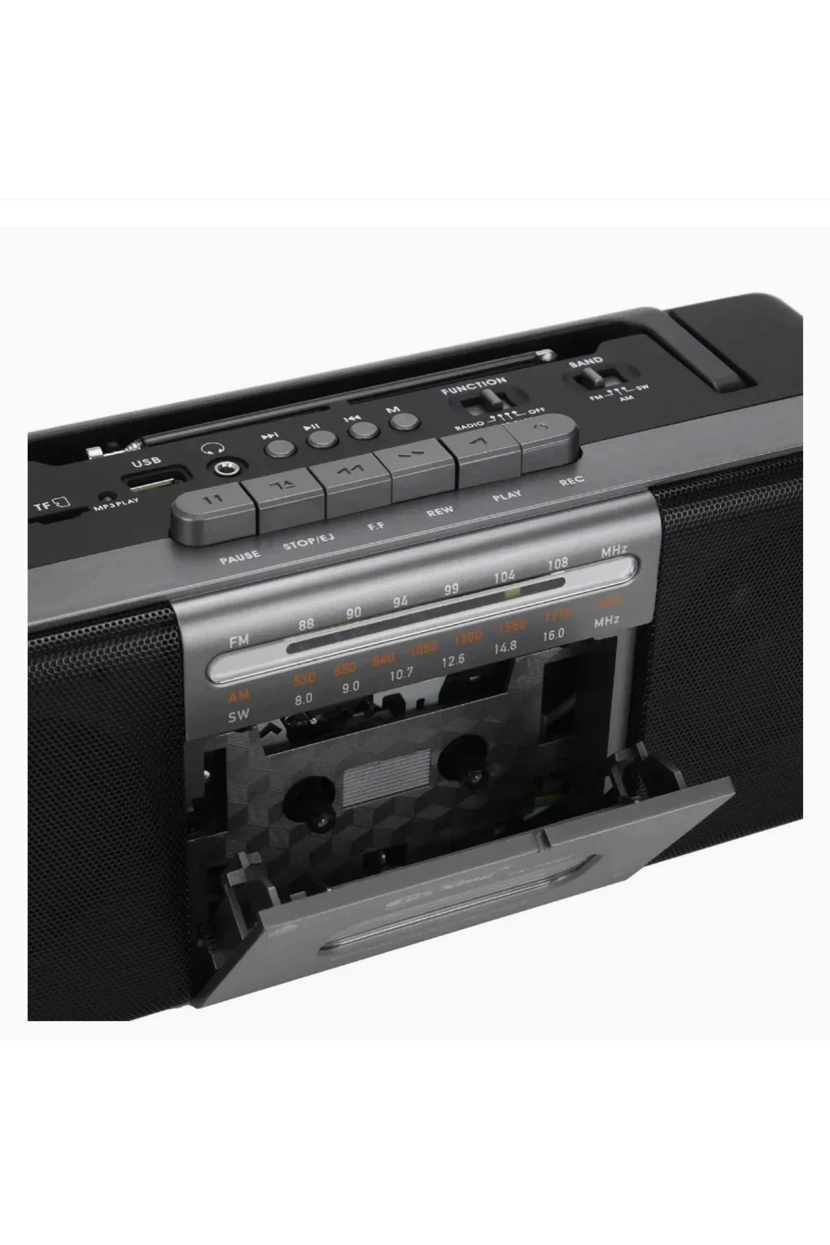 Nostaljik radyo FM radyo USB MP3 çalar kablosuz hoparlör Bluetooth kaset çalar siyah