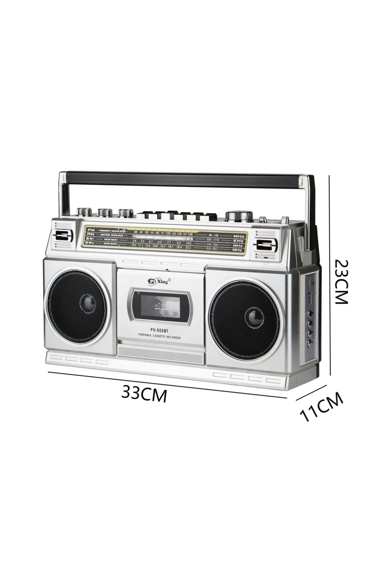 Nostaljik radyo FM radyo USB MP3 çalar Bluetooth kaset çalar hoparlör gümüş renkli