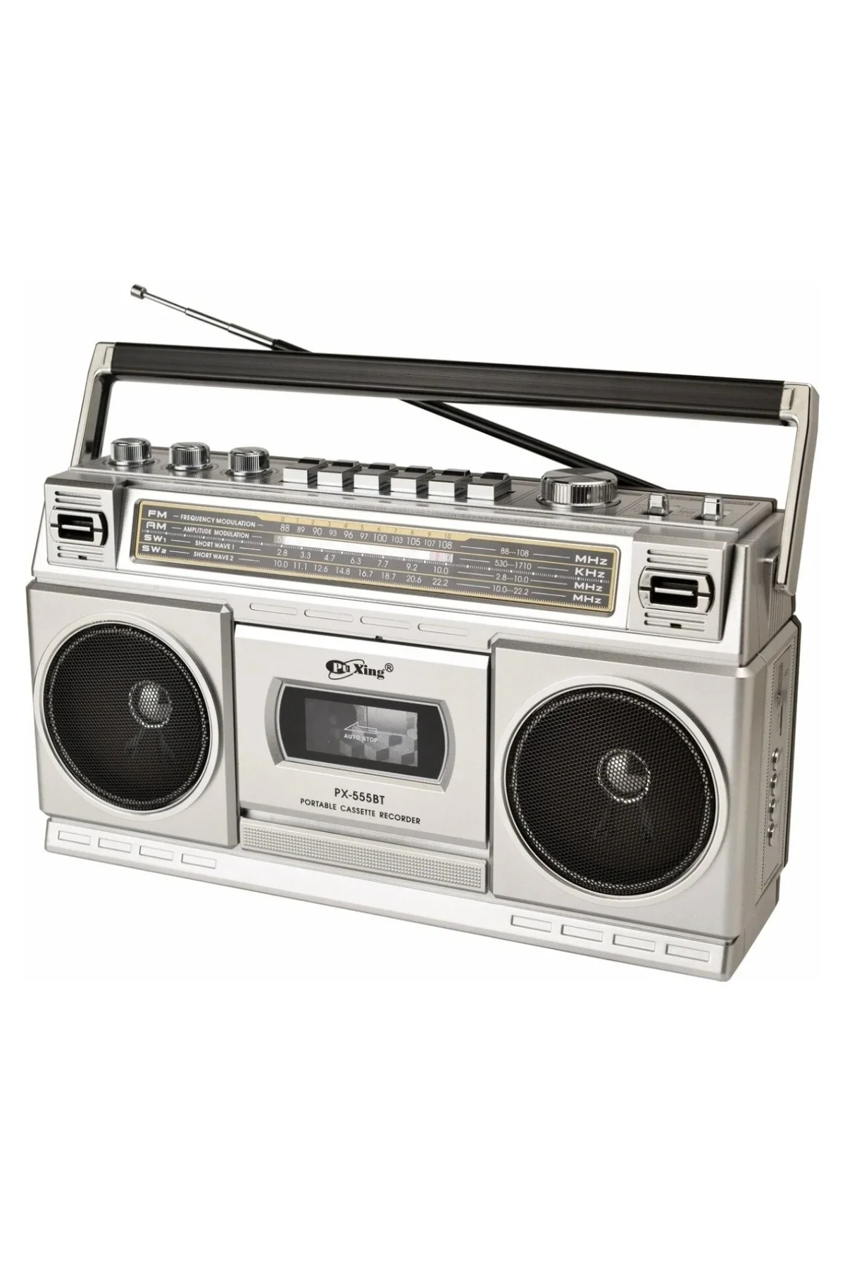 Nostaljik radyo FM radyo USB MP3 çalar Bluetooth kaset çalar hoparlör gümüş renkli