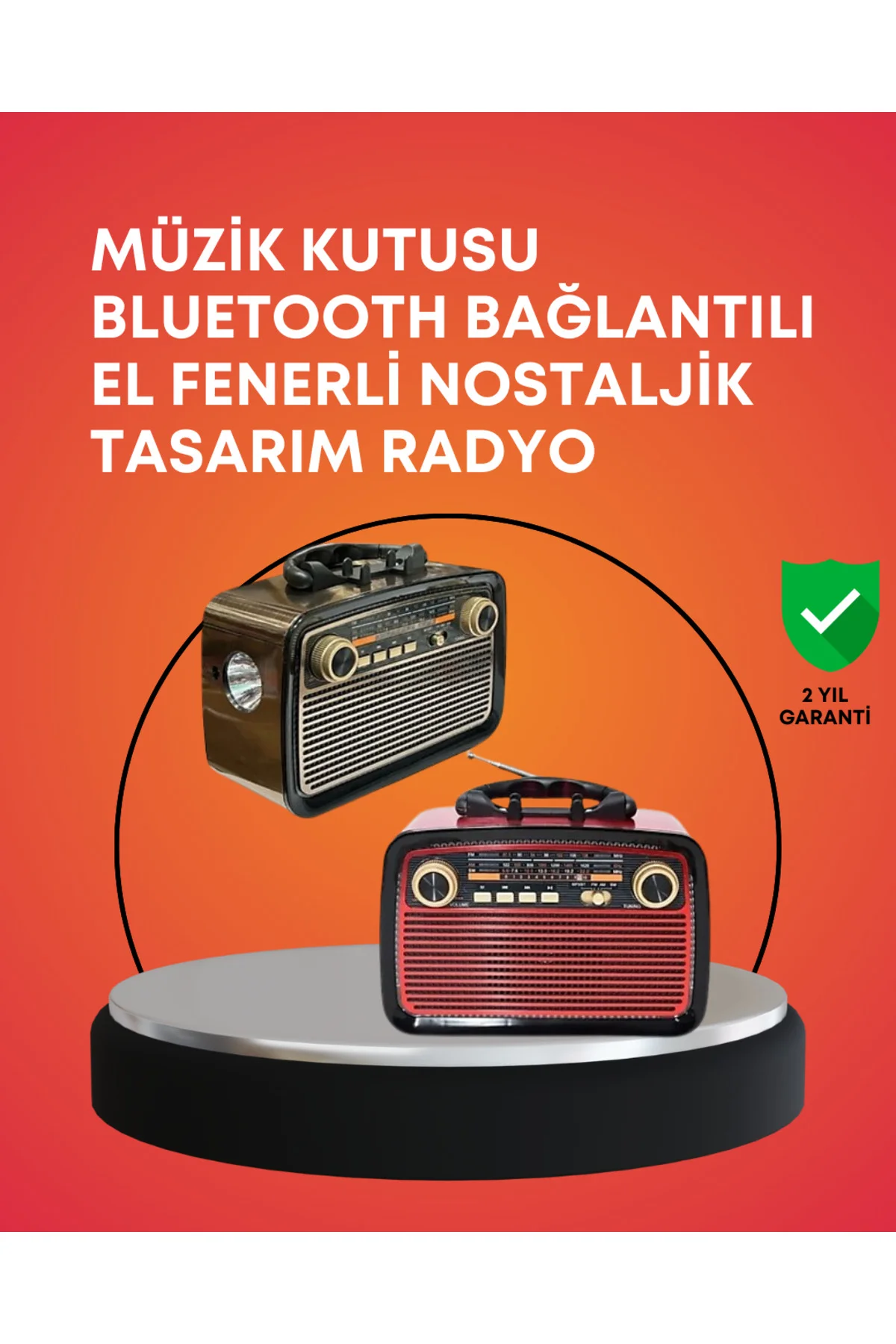 Nostaljik Radyo Görünümlü Bluetooth Hoparlör – FM/AM Yayın, Kablo