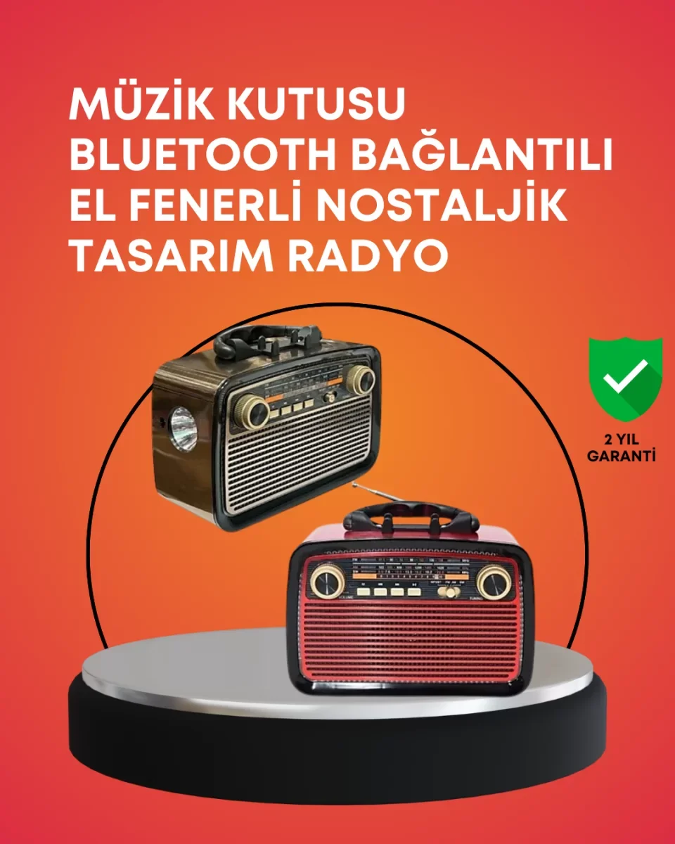 Nostaljik Radyo Görünümlü Bluetooth Hoparlör – FM/AM Yayın, Kablo