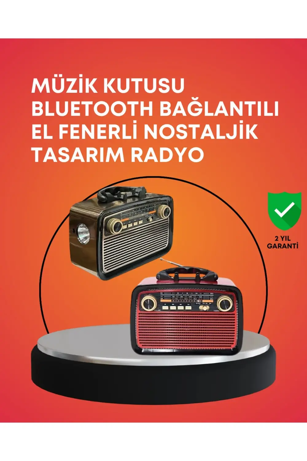 Nostaljik Radyo Görünümlü Bluetooth Hoparlör – FM/AM Yayın Kablos