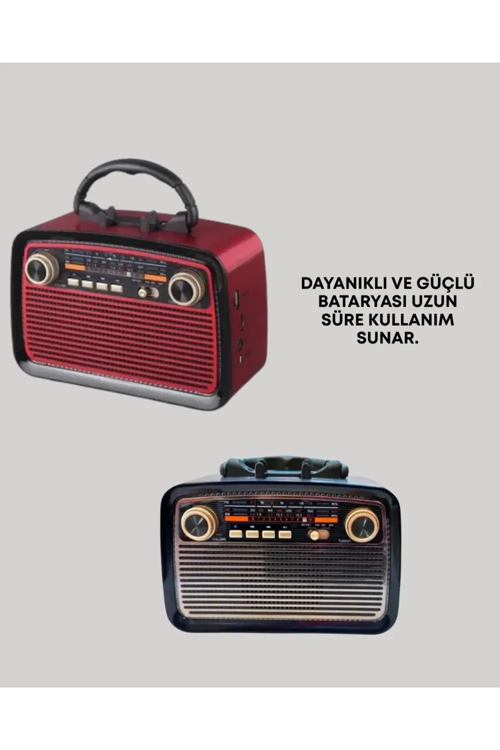 Nostaljik Radyo Görünümlü Bluetooth Hoparlör – FM/AM Yayın Kablos