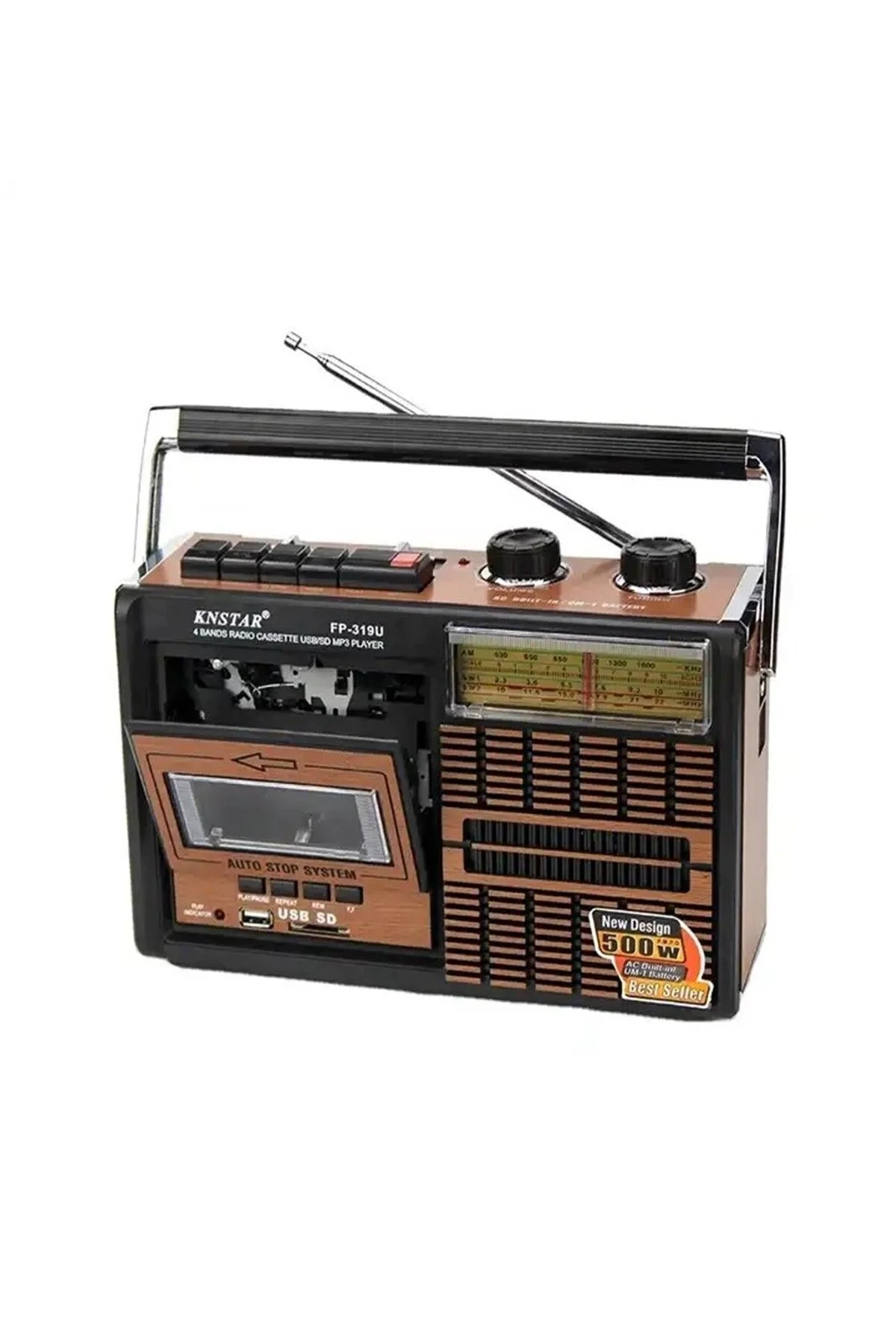 Nostaljik radyo kaset çalar kahverengi 2 yıl garantili bluetooth yok - Elektronik