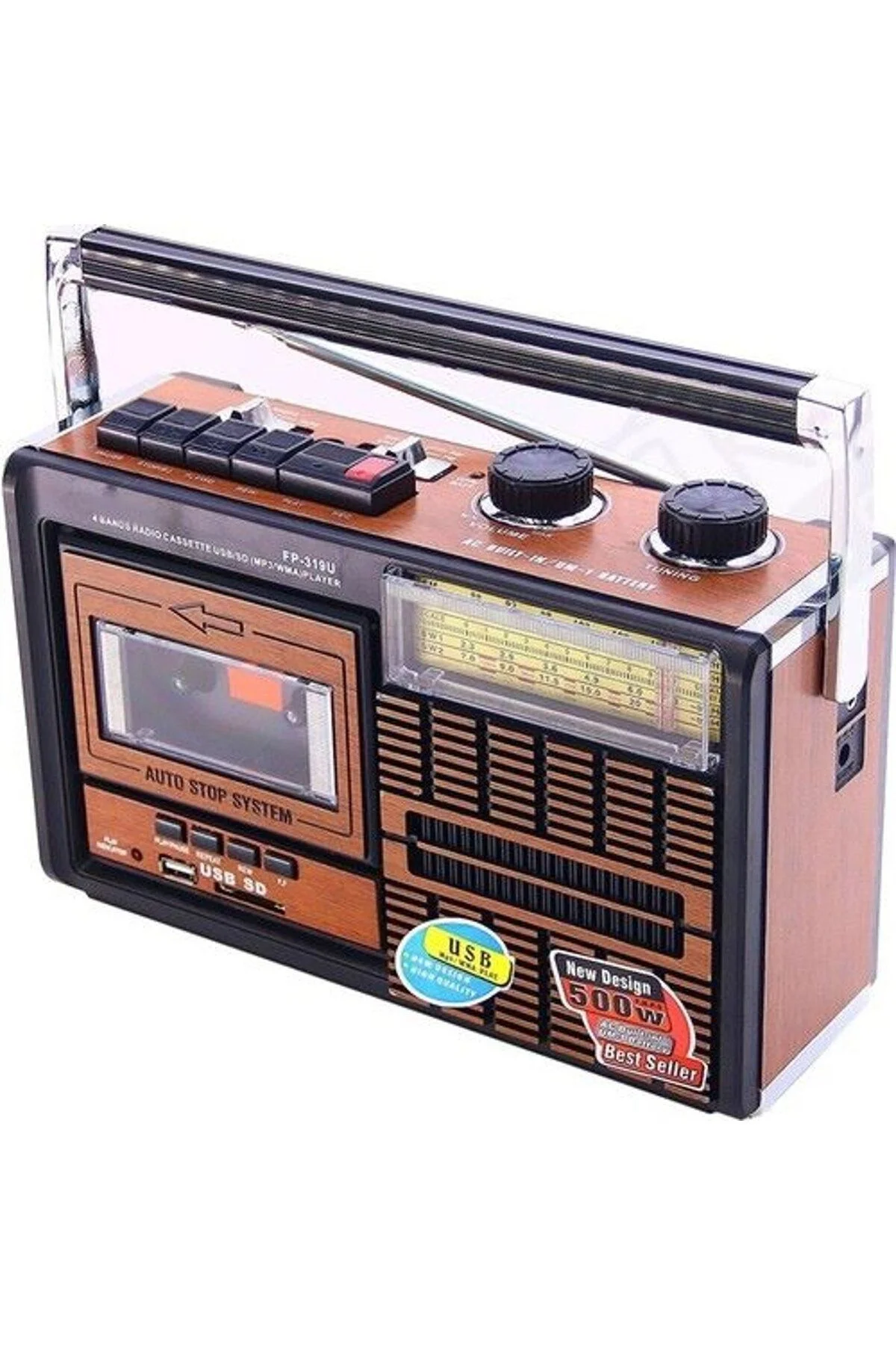 Nostaljik radyo kaset çalar kahverengi 2 yıl garantili bluetooth yok - Elektronik