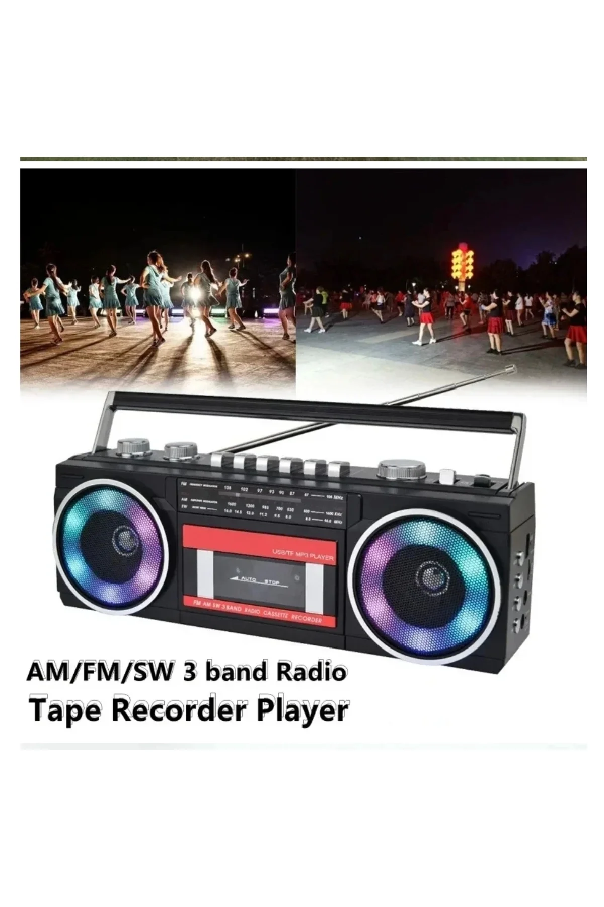 Nostaljik radyo siyah Bluetooth özellikli FM radyo USB MP3 çalar kaset çalar 2 yıl garantili