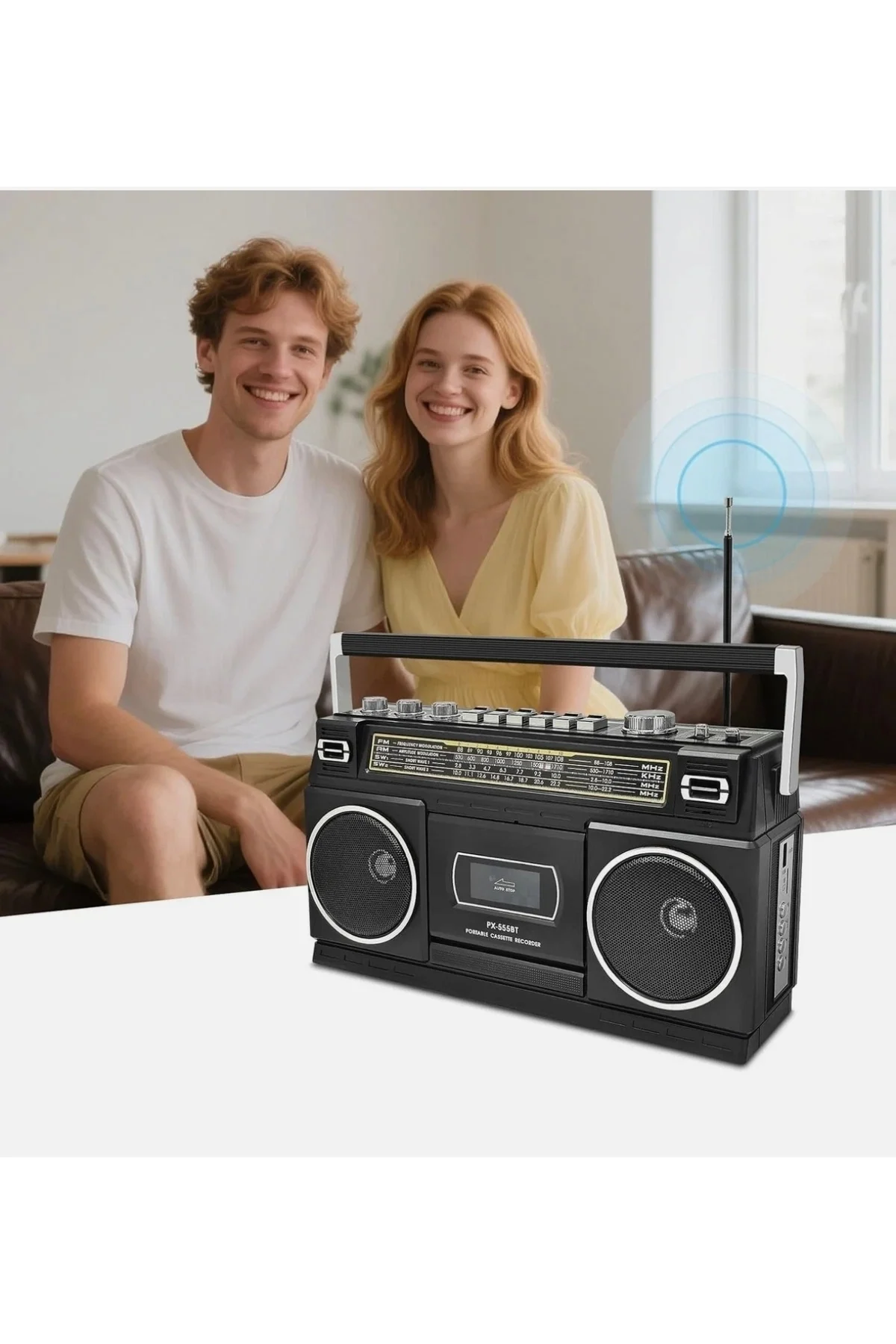 Nostaljik radyo siyah renk bluetooth FM radyo USB MP3 çalar kaset çalar hoparlör