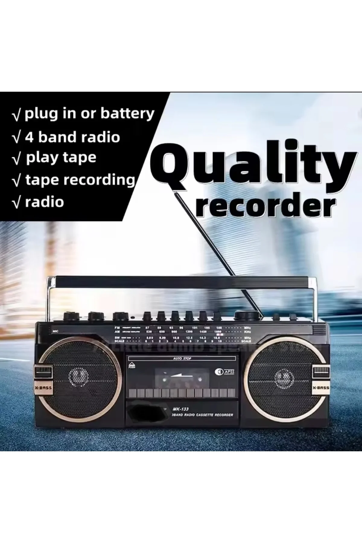 Nostaljik radyo turuncu renk bluetooth usb mp3 player fm radyo kaset çalar 2 yıl garantili