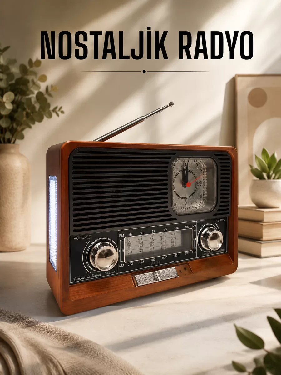 Nostaljik Radyo USBAUX Ve SD Kart Girişli Bluetooth Bağlantılı