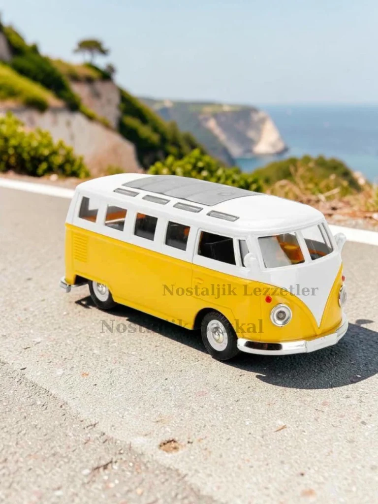 Nostaljik Sarı Volkswagen Type 2 Camper Van Sesli ve Işıklı ( 1/36 Ölçek ) Metal Çek Bırak Kapılar Açılır Model Araba Nostaljik Sarı Volkswagen Type 2 Camper Van Sesli ve Işıklı ( 1/36 Ölçek ) Metal Çek Bırak Kapılar Açılır Model Araba
