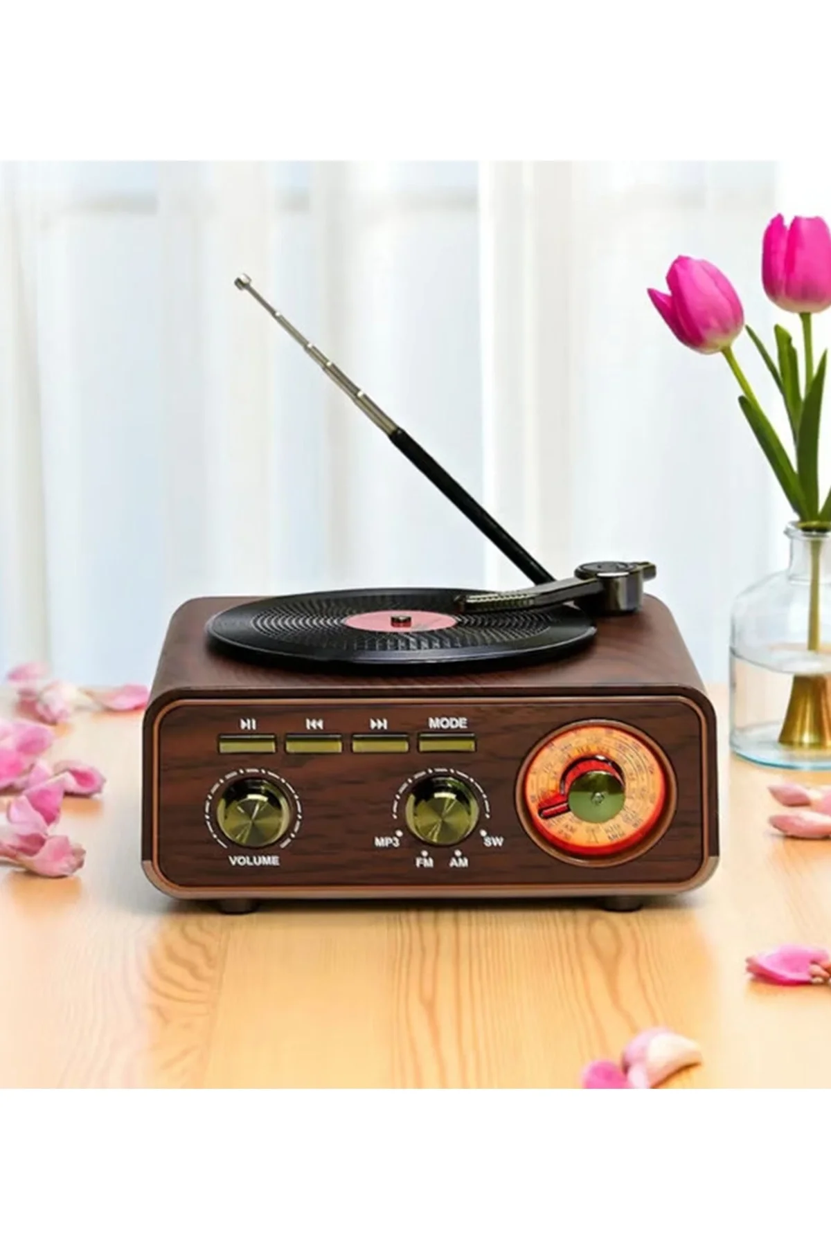 Nostaljik Tasarım Plak Çalar Görünümlü Radyolu Bluetooth Hoparlör Retro Müzik Plak Nostaljik Tasarım Plak Çalar Görünümlü Radyolu Bluetooth Hoparlör Retro Müzik Plak