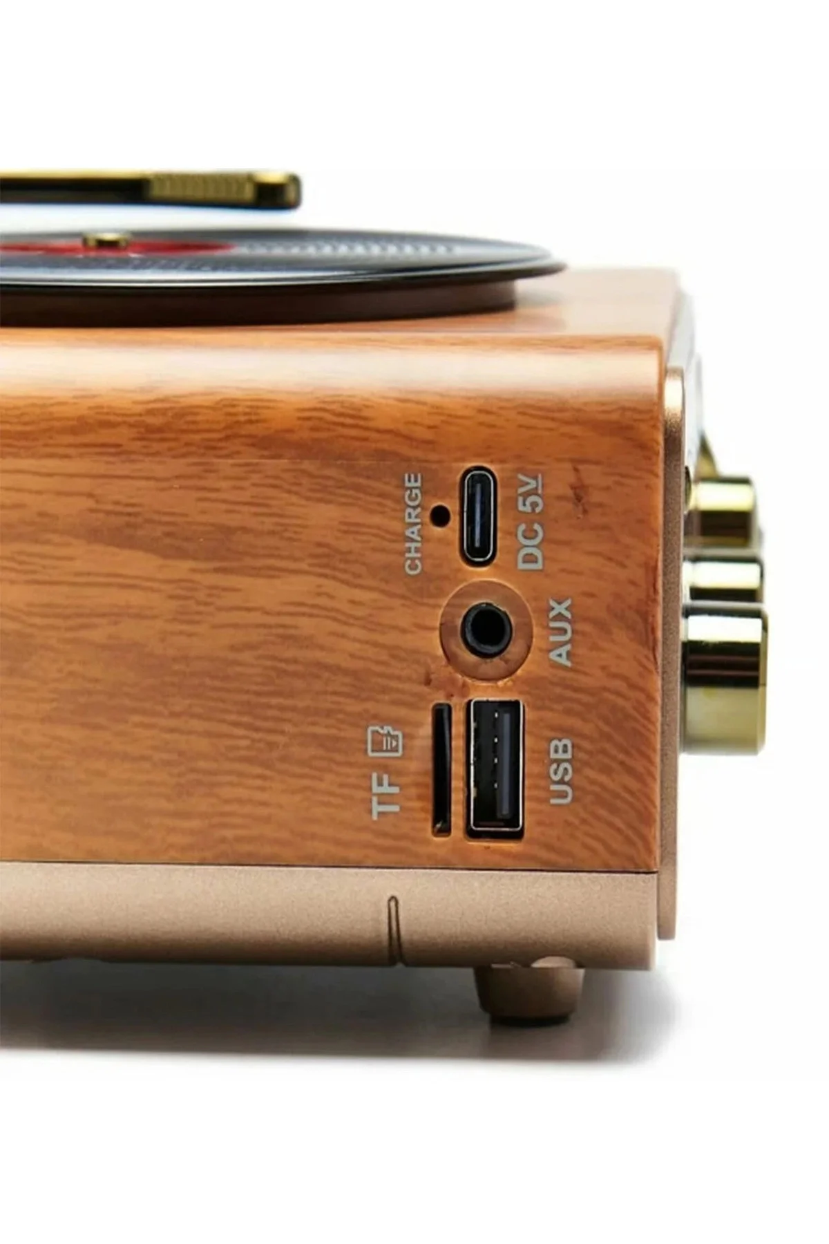 Nostaljik Tasarım Plak Çalar Görünümlü Radyolu Bluetooth Hoparlör