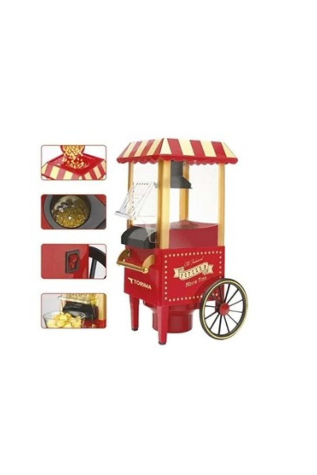 Nostaljik Tasarımlı Yağsız Mısır Patlatma Makinesi - Lisinya