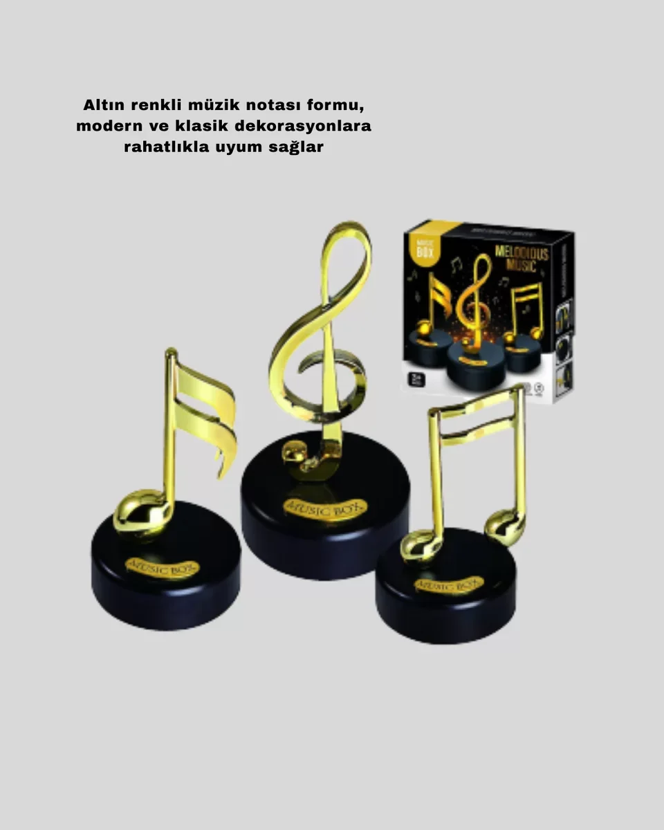 Nota Figürü Müzik Kutusu Melodious Model Yeni Nesil - Altın Nota Dekoratif Eşya ve Hediyelik Eşya