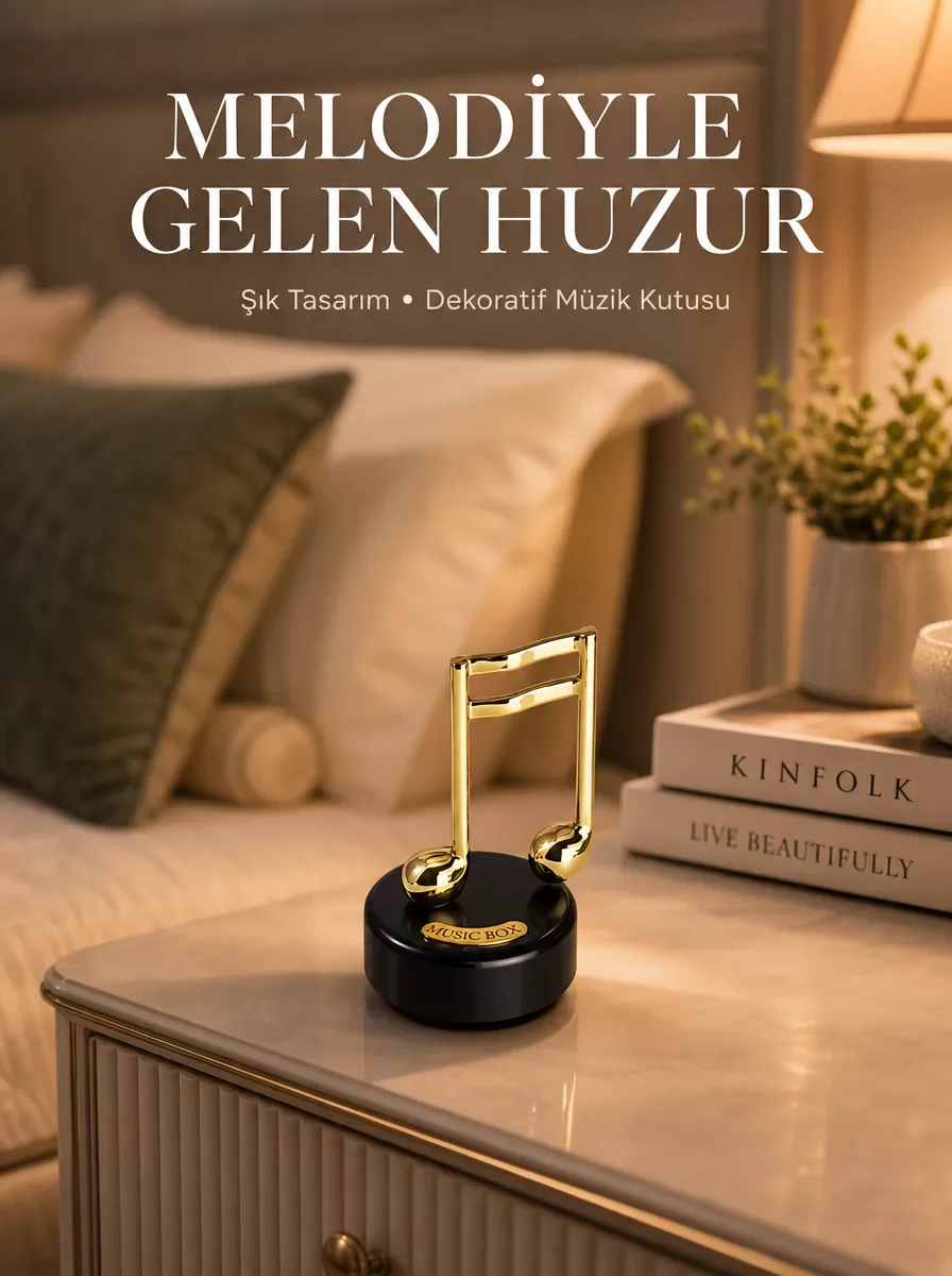 Nota Figürü Müzik Kutusu Melodious Model Yeni Nesil - Altın Nota Dekoratif Eşya ve Hediyelik Eşya