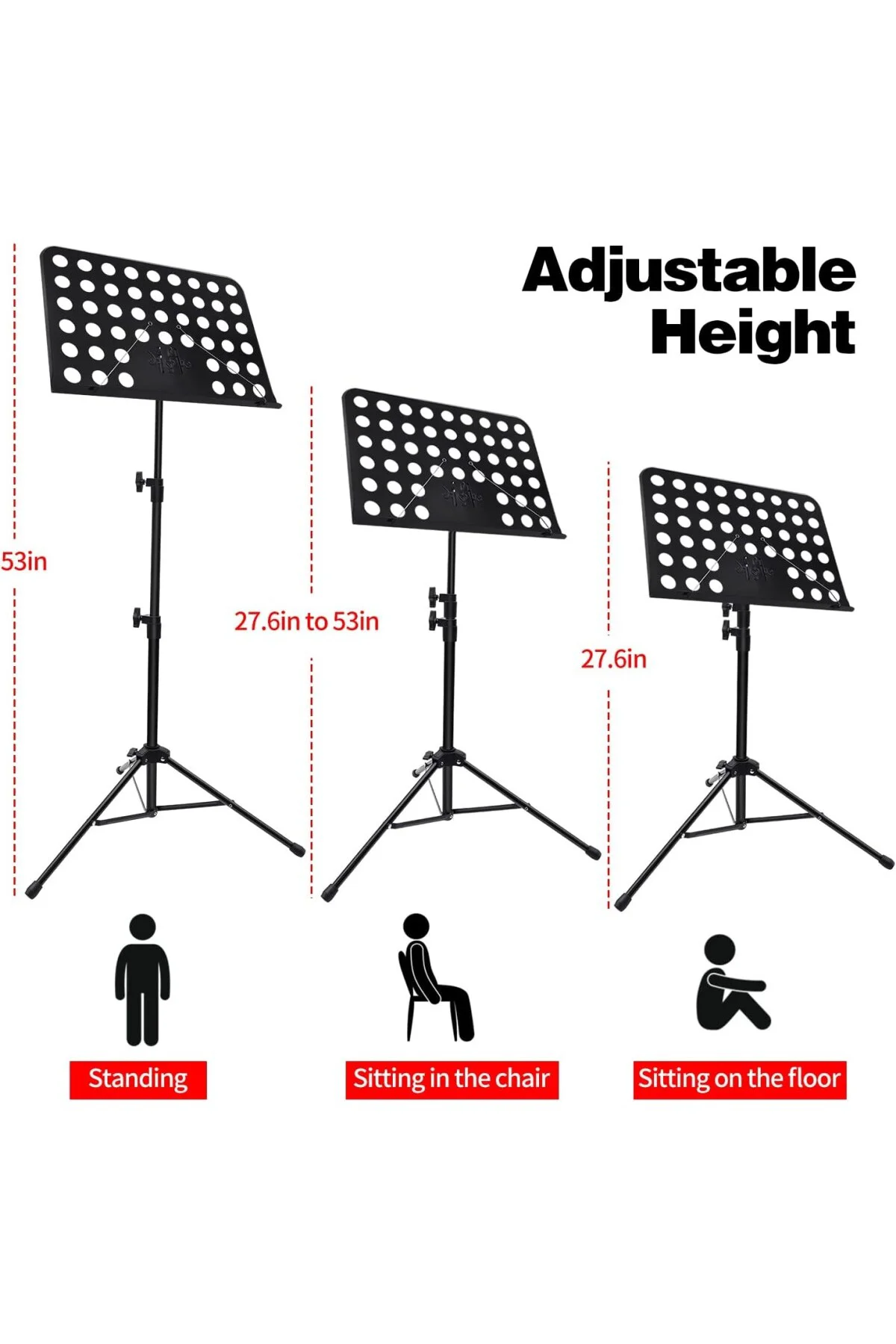 Nota Kağıdı için Müzik Standı, Taşıma Çantalı Ayarlanabilir Müzik
