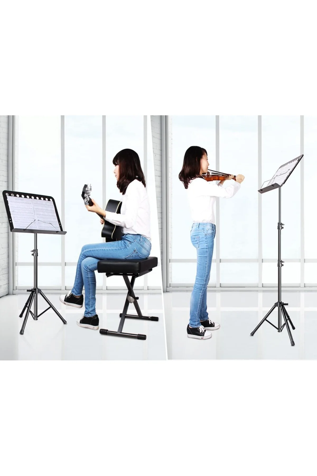 Nota Kağıdı için Müzik Standı, Taşıma Çantalı Ayarlanabilir Müzik