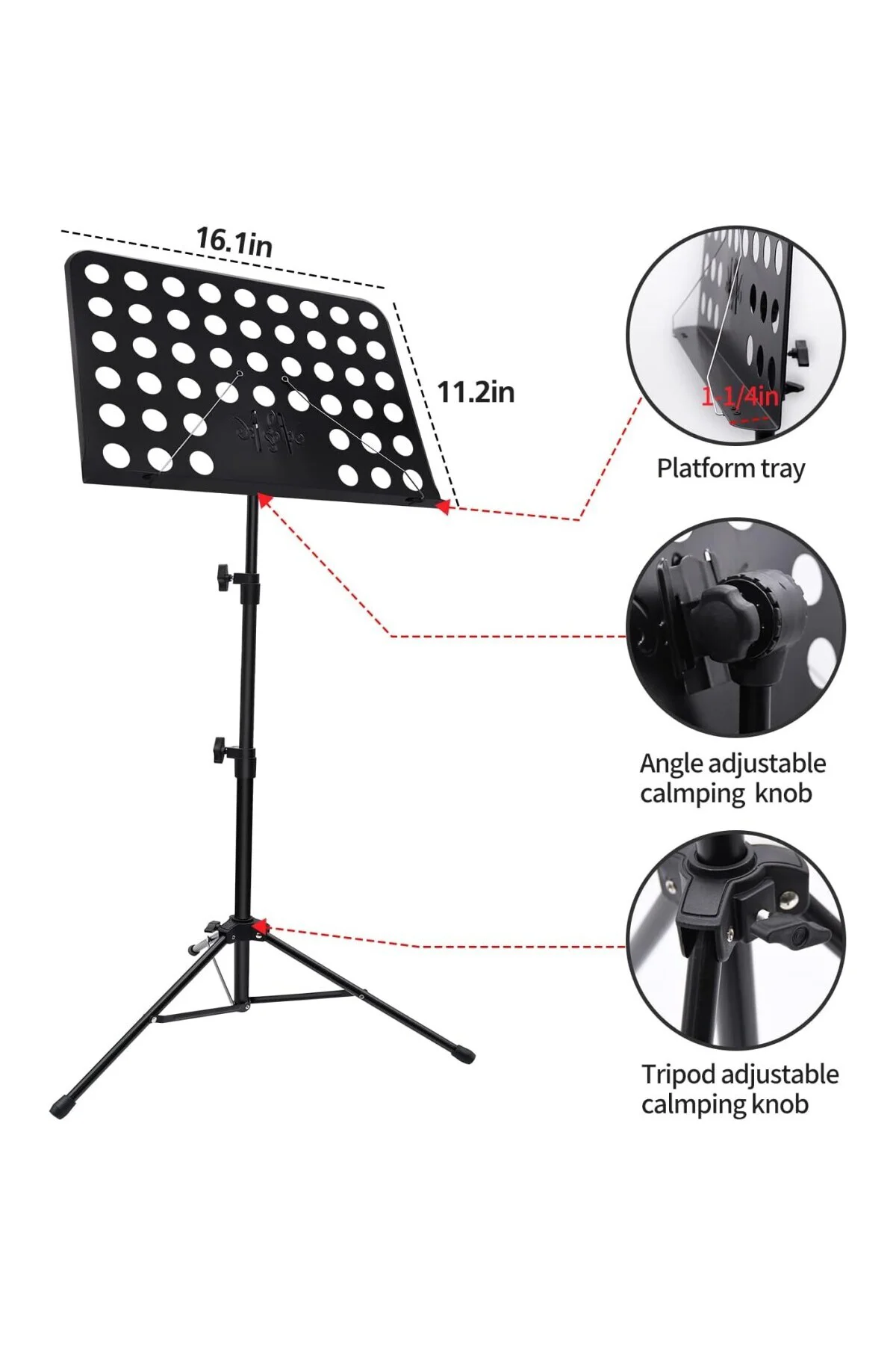 Nota Kağıdı için Müzik Standı, Taşıma Çantalı Ayarlanabilir Müzik