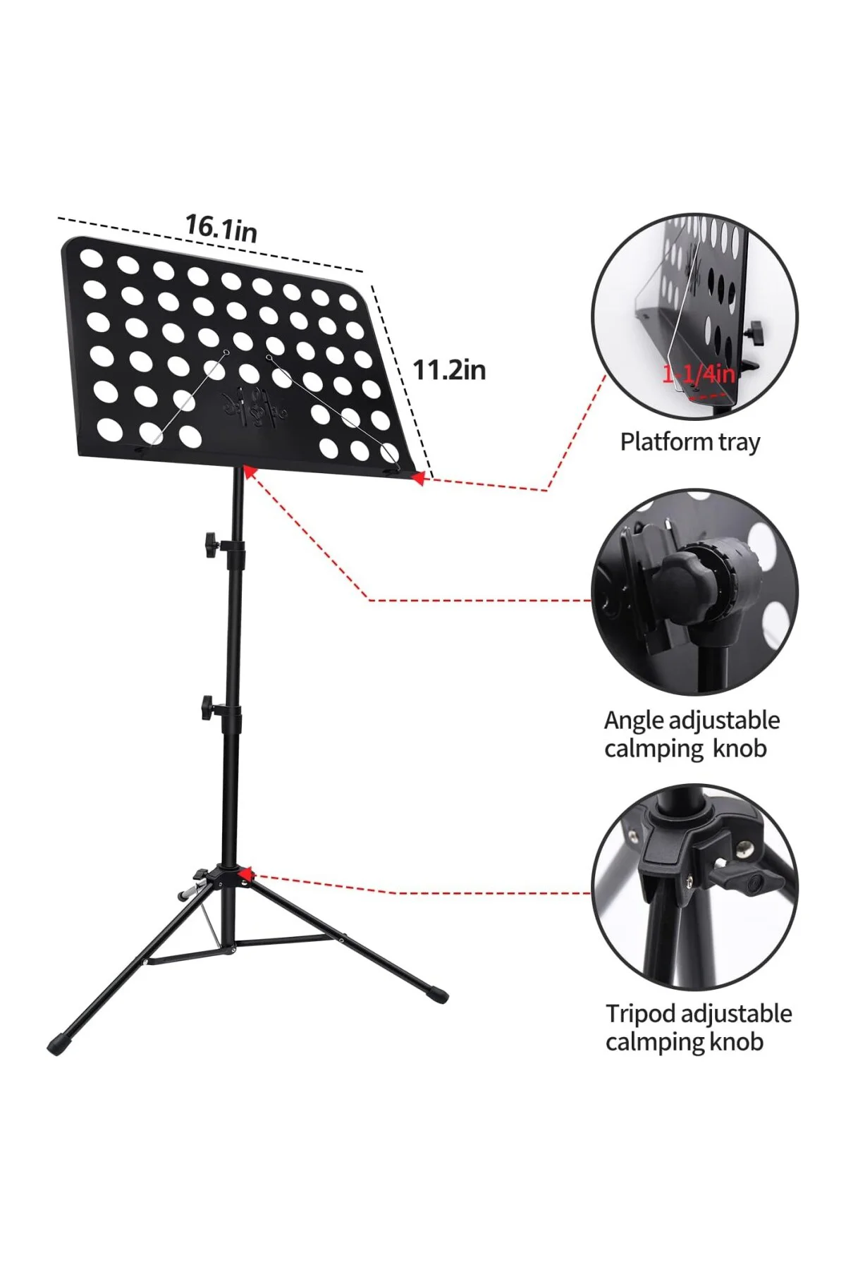 Nota Kağıdı için Müzik Standı, Taşıma Çantalı Ayarlanabilir Müzik