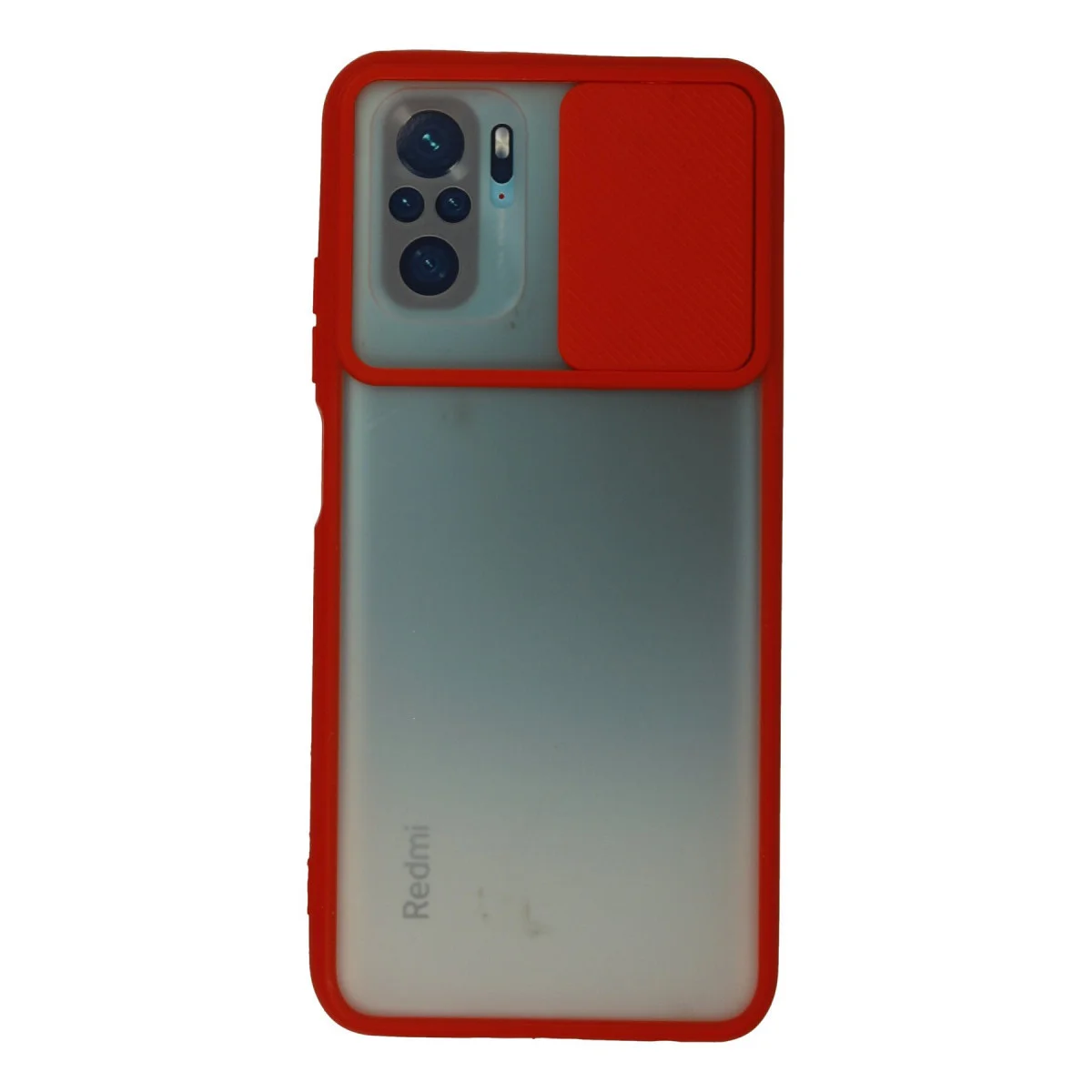 Note 10 Kılıf: Palm Buzlu Kamera Sürgülü Silikon - Kırmızı