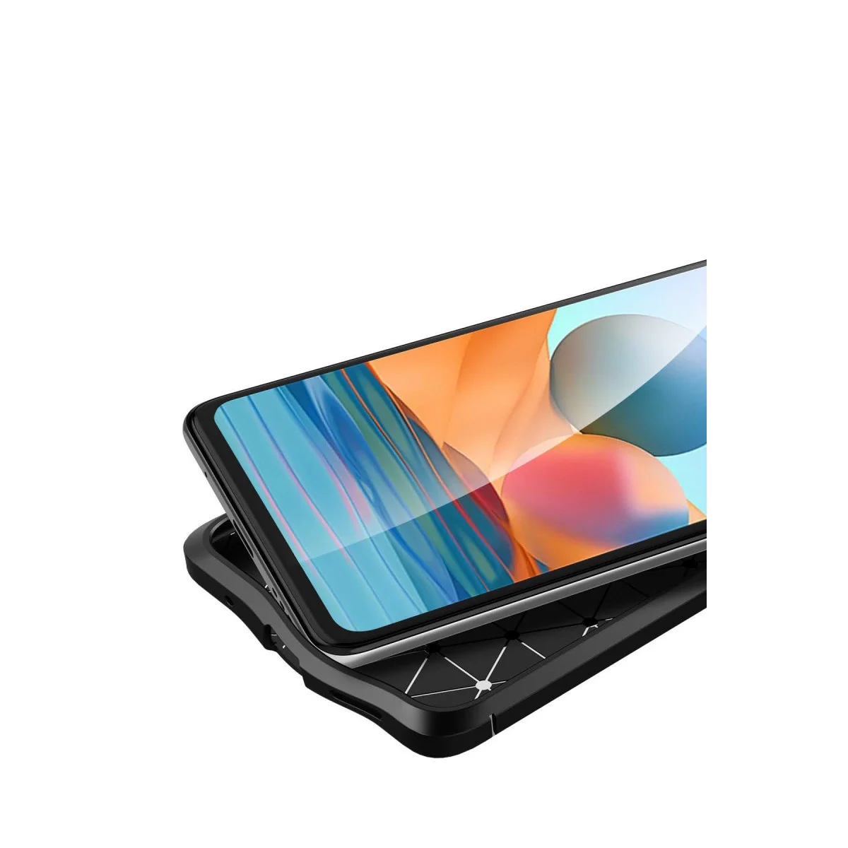 Note 10 Pro Auto Focus Kılıf - Kırmızı Deri Dokulu TPU Hafif Koruma