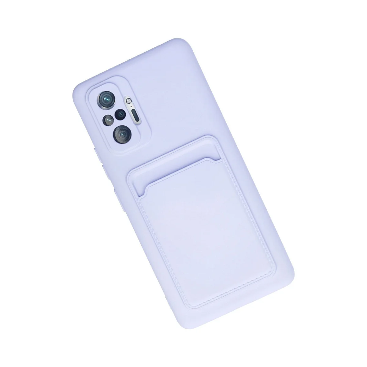 Note 10 Pro Kelvin Kartvizitli Silikon Kılıf Lila - Çizilmeye Dayanıklı Kartlı Kılıf