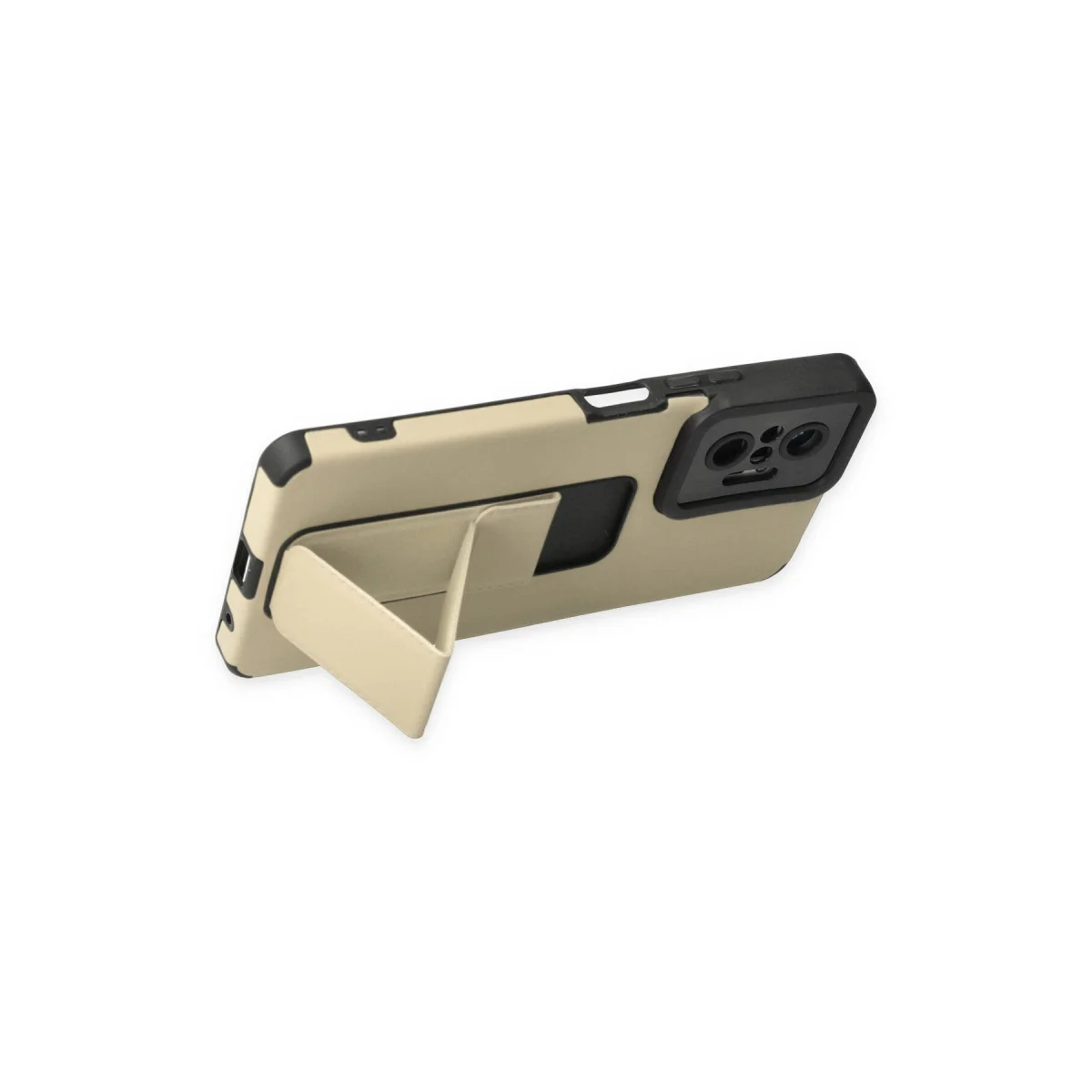 Note 10 Pro Kılıf Mega Standlı Silikon - Gold (Ekran Koruyucu ve Ergonomik Çözüm)