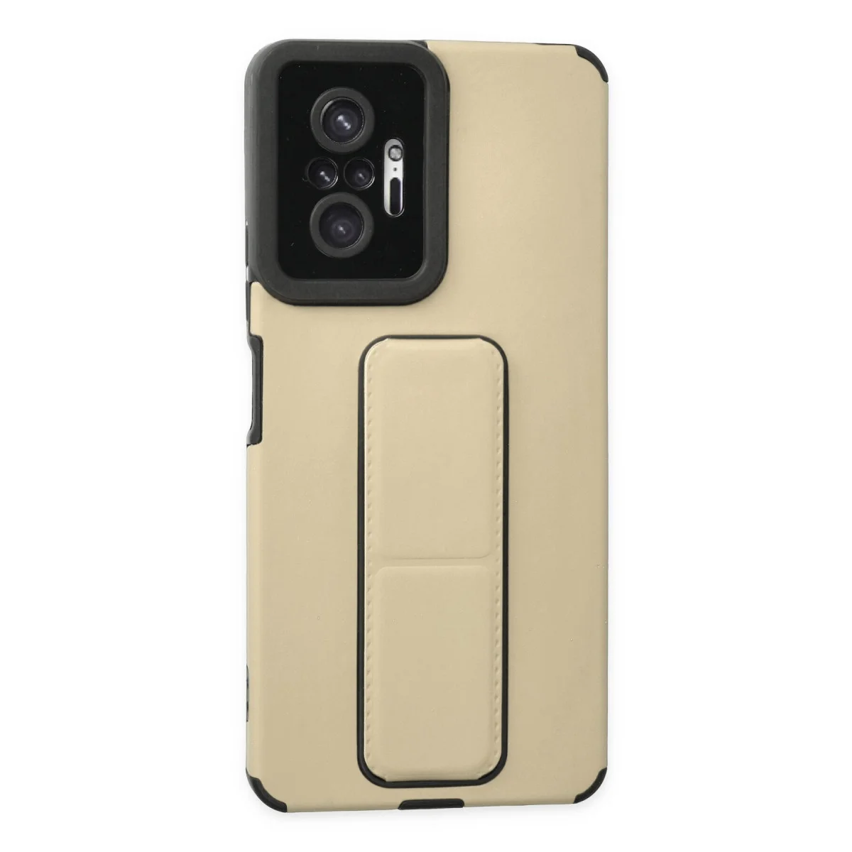 Note 10 Pro Kılıf Mega Standlı Silikon - Gold (Ekran Koruyucu ve Ergonomik Çözüm)