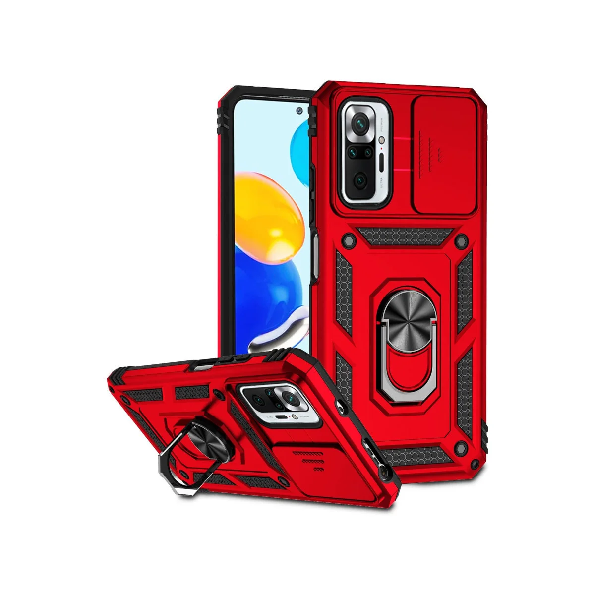 Note 10 Pro Kılıf Pars Lens Yüzüklü Silikon - Kırmızı
