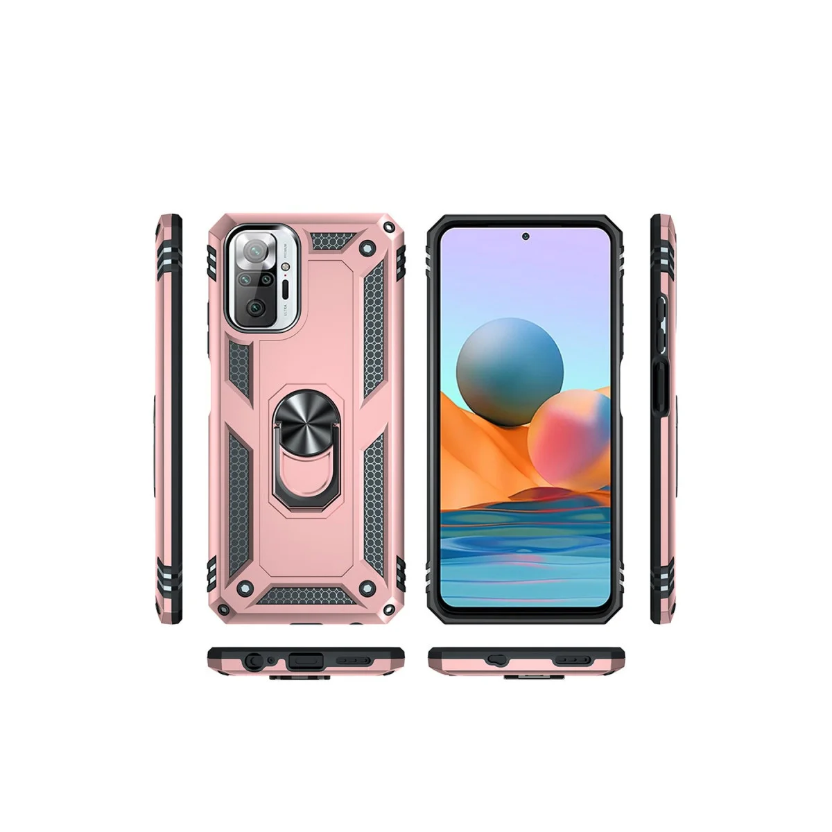 Note 10 Pro Kılıf Sofya Yüzüklü Silikon Kapak - Rose – İnce Tasarım ve Mıknatıs Uyumlu