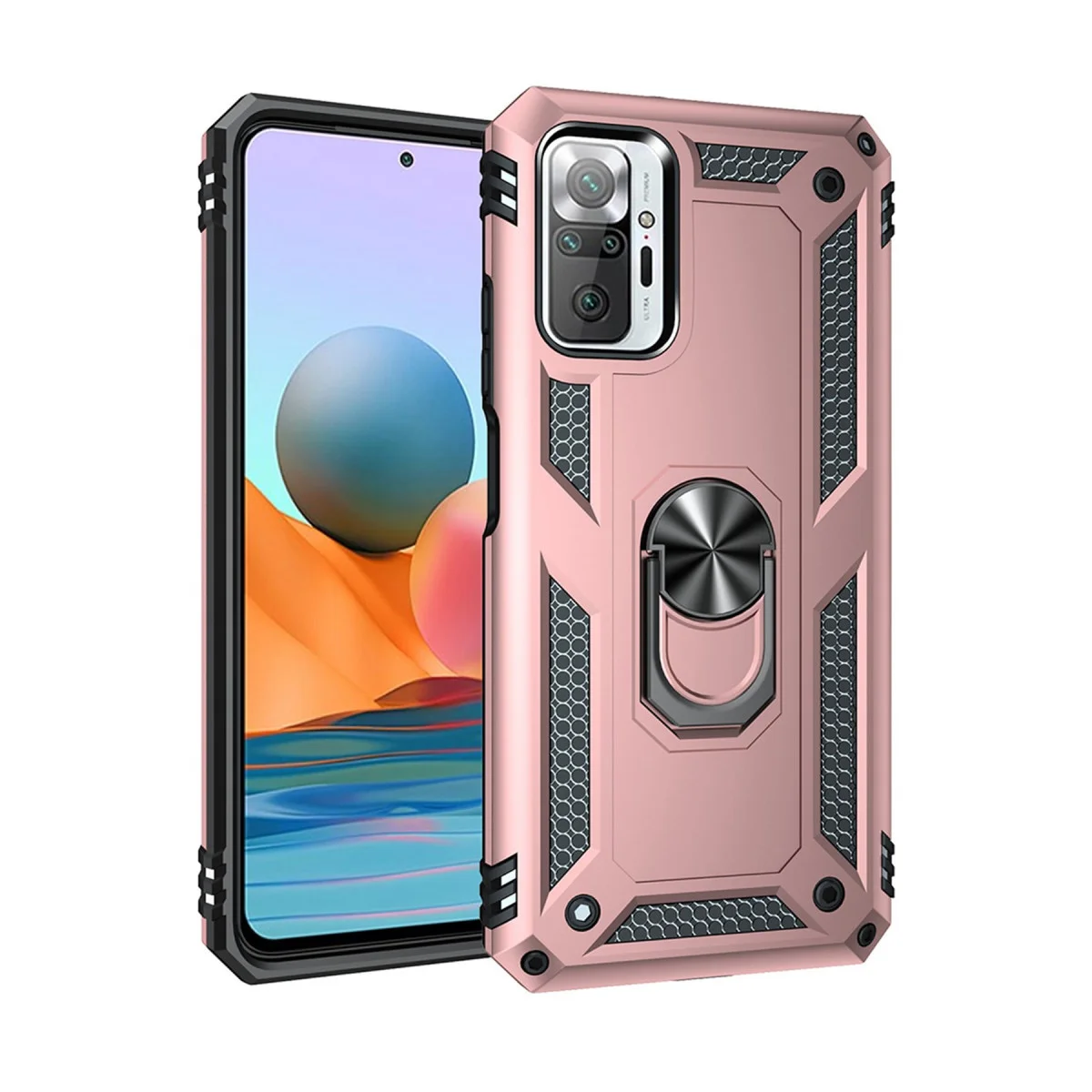 Note 10 Pro Kılıf Sofya Yüzüklü Silikon Kapak - Rose – İnce Tasarım ve Mıknatıs Uyumlu
