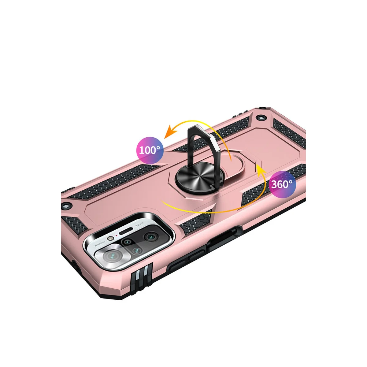 Note 10 Pro Kılıf Sofya Yüzüklü Silikon Kapak - Rose – İnce Tasarım ve Mıknatıs Uyumlu
