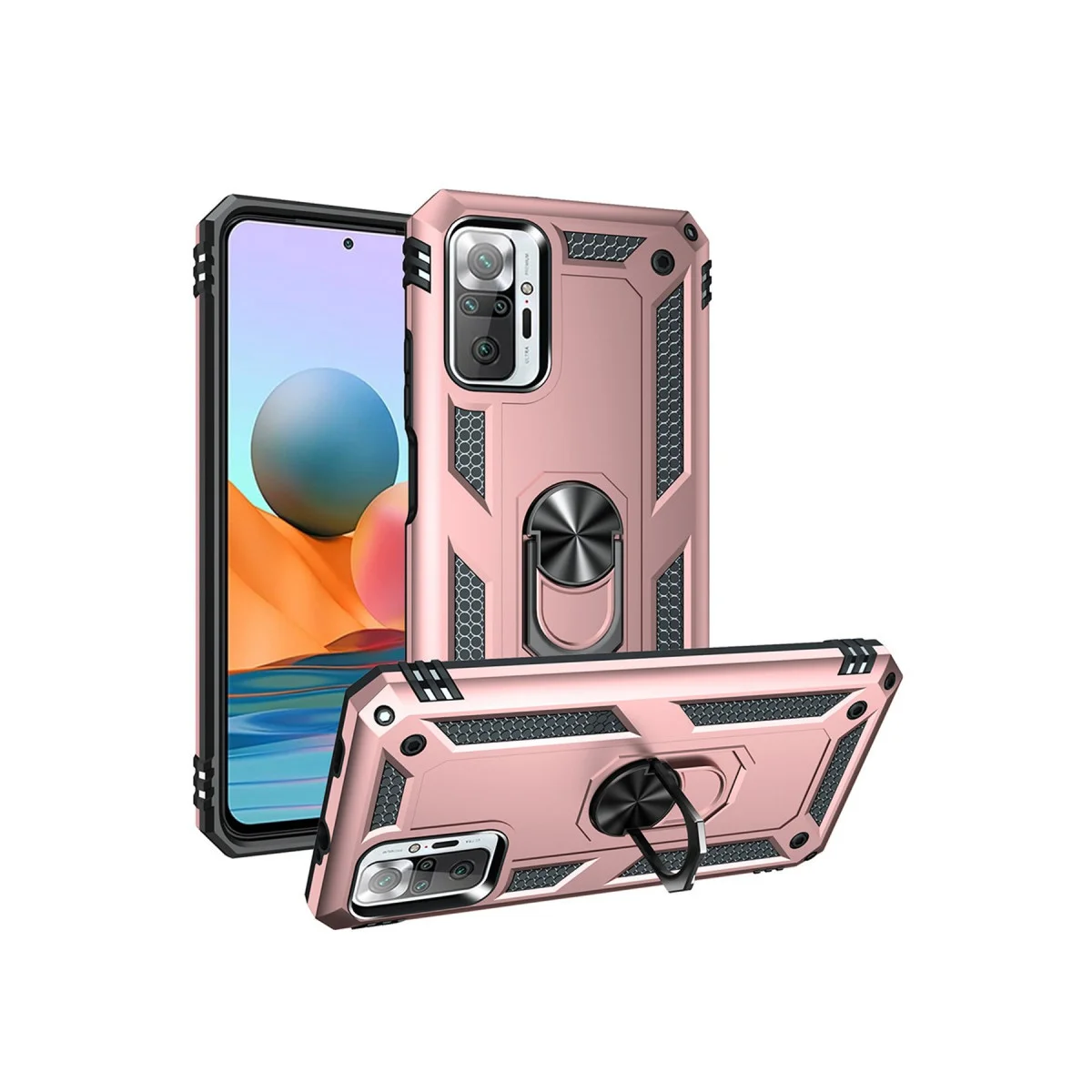 Note 10 Pro Kılıf Sofya Yüzüklü Silikon Kapak - Rose – İnce Tasarım ve Mıknatıs Uyumlu