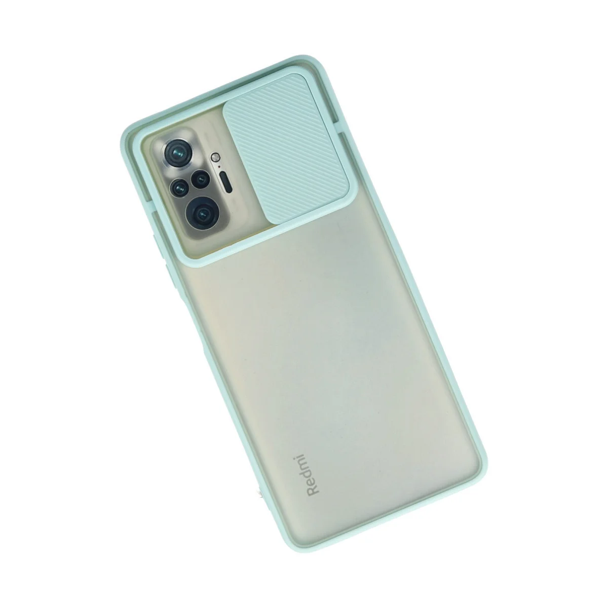 Note 10 Pro Silikon Kılıf - Kamera Koruma Sürgülü ve Mat - Turkuaz