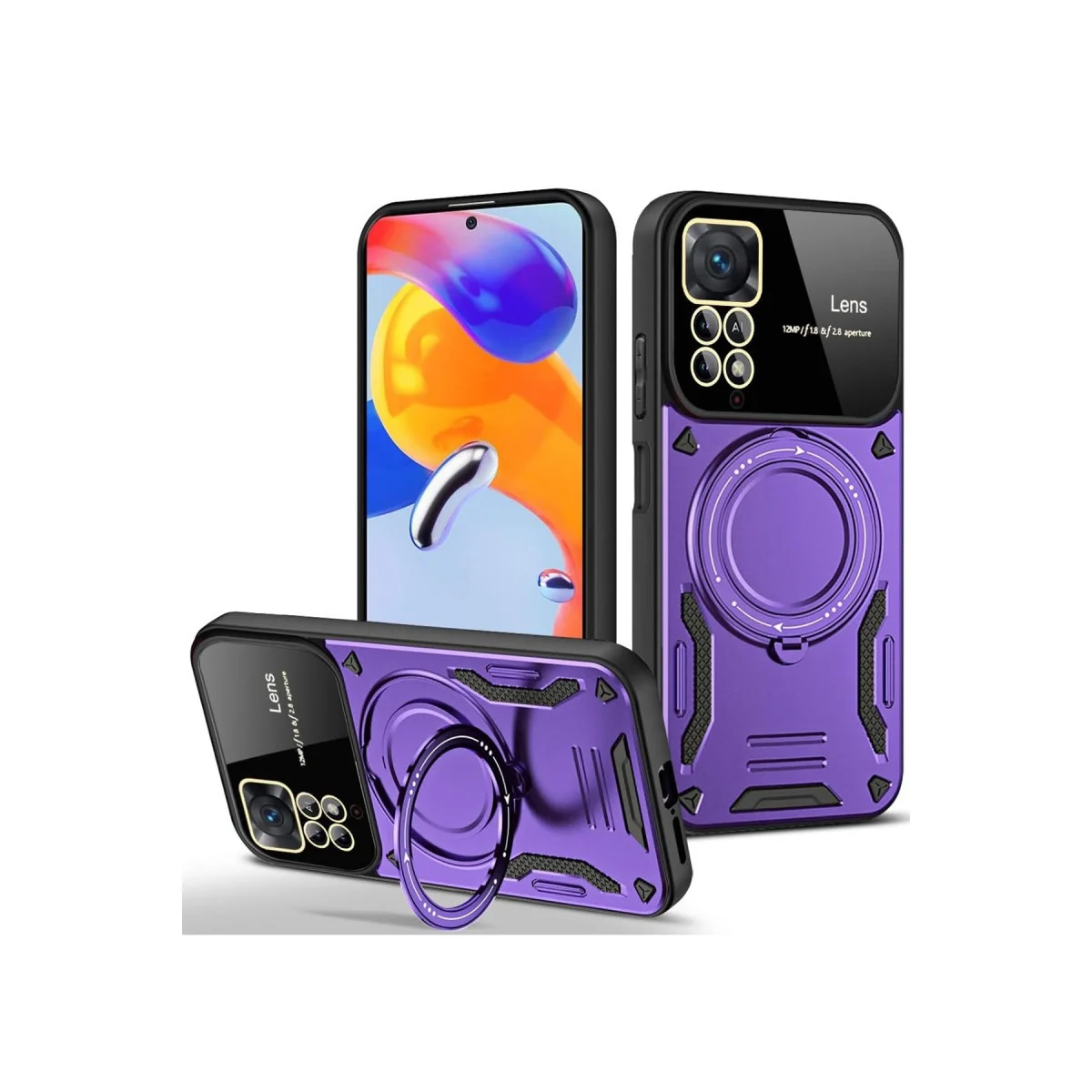 Note 11 Pro Kılıf Joy Lens Standlı Kapak - Mor