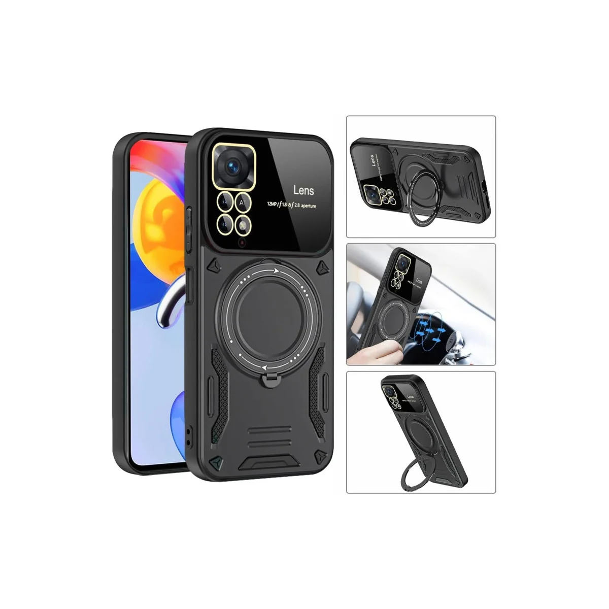 Note 11 Pro Kılıf Joy Lens Standlı Kapak - Mor