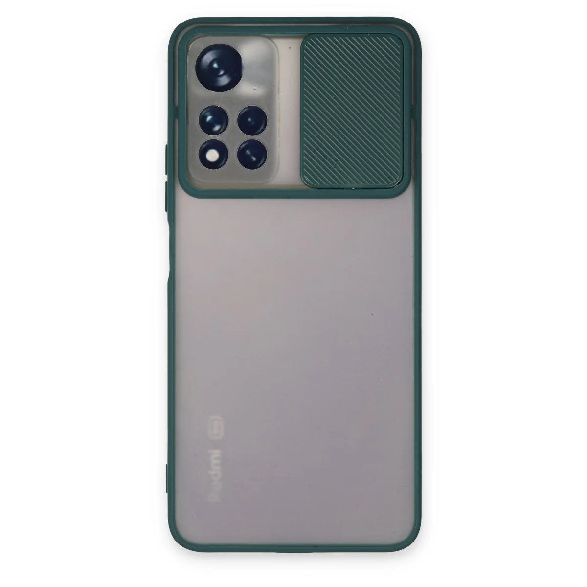 Note 11T Kamera Sürgülü Silikon Kılıf - Yeşil Palm Buzlu Kalkan