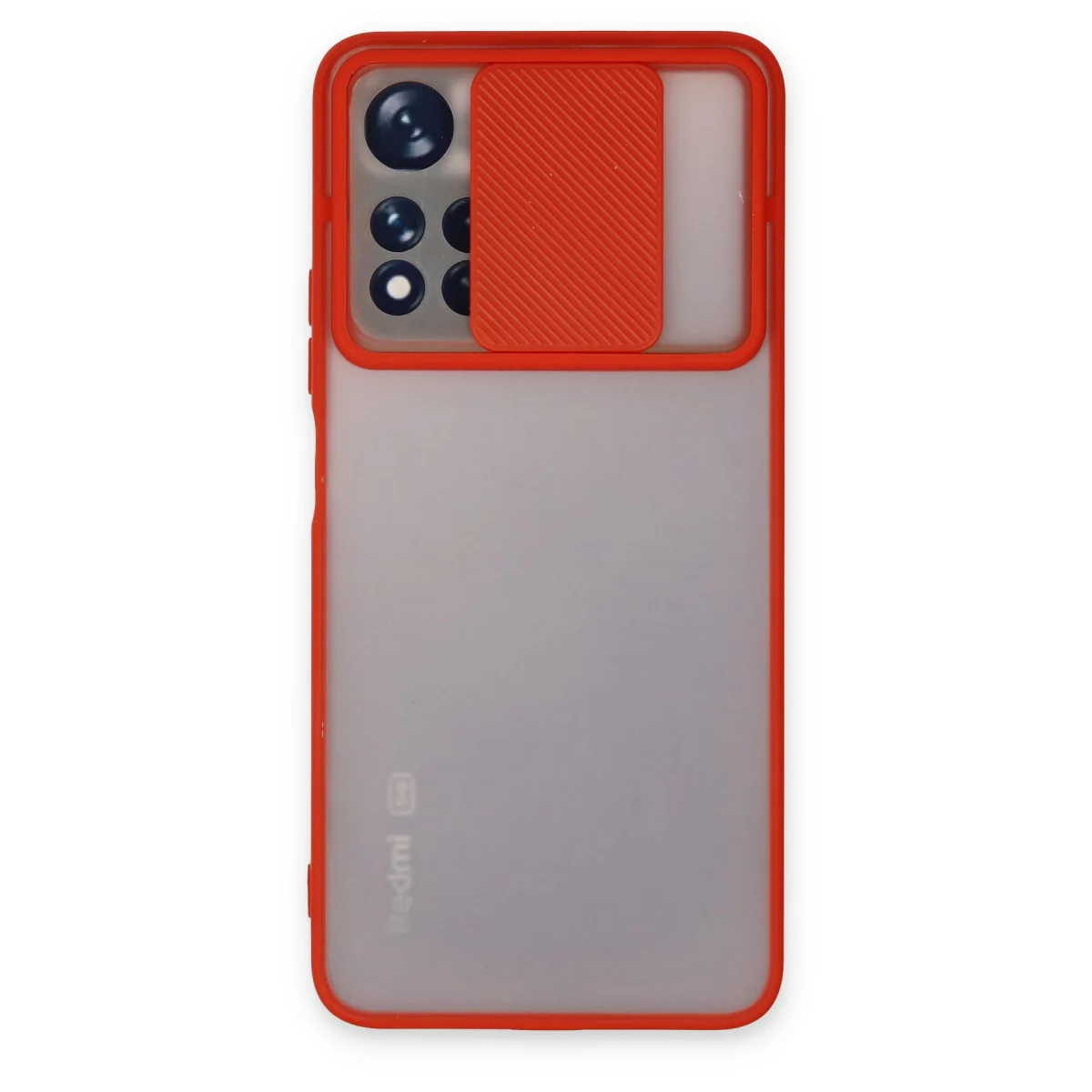 Note 11T Silikon Kılıf - Kamera Sürgülü & Palm Buzlu Kırmızı Koruma Kılıfı