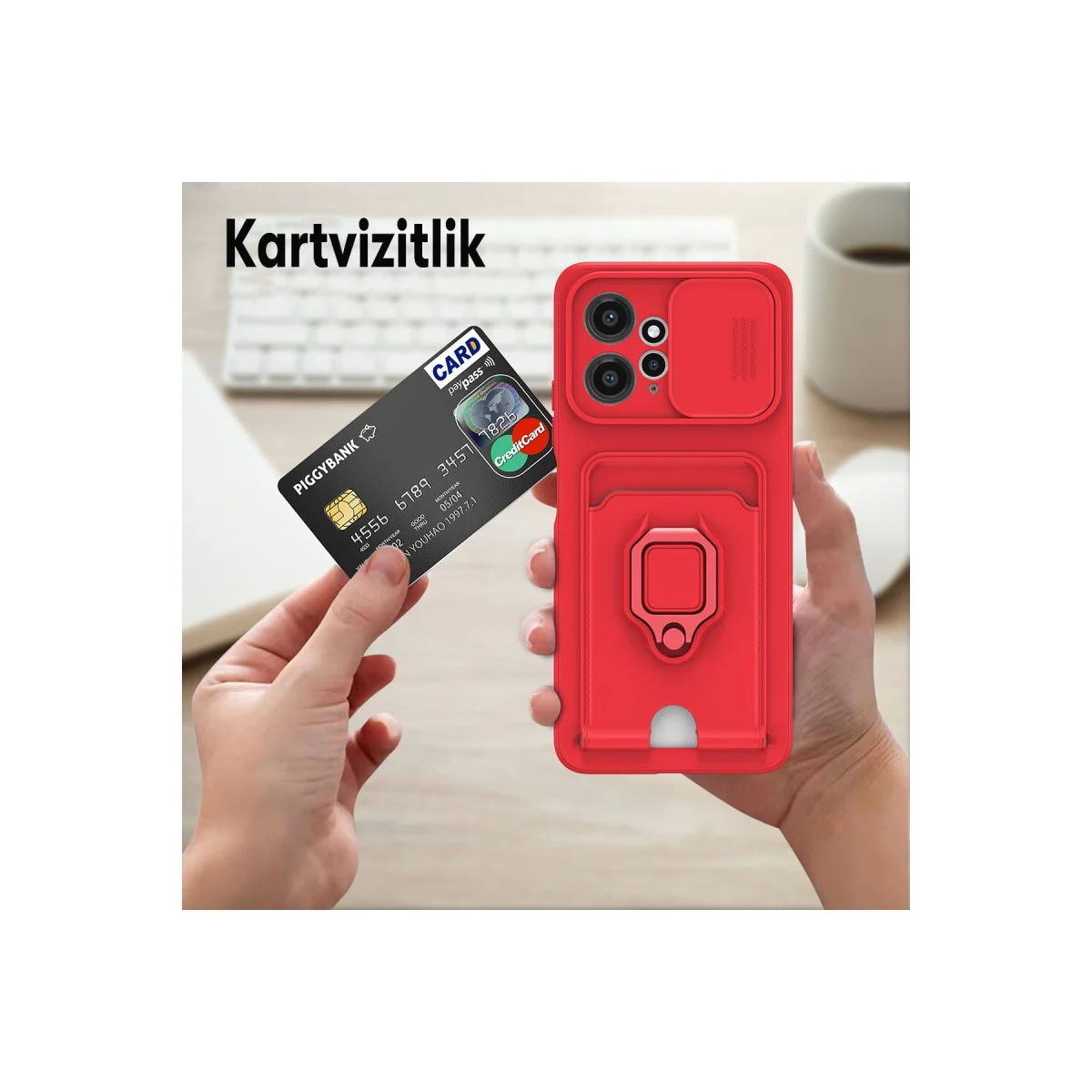 Note 12 4G Zuma Kartvizitli Yüzüklü Silikon Kılıf - Kamera Korumalı ve Metal Standlı